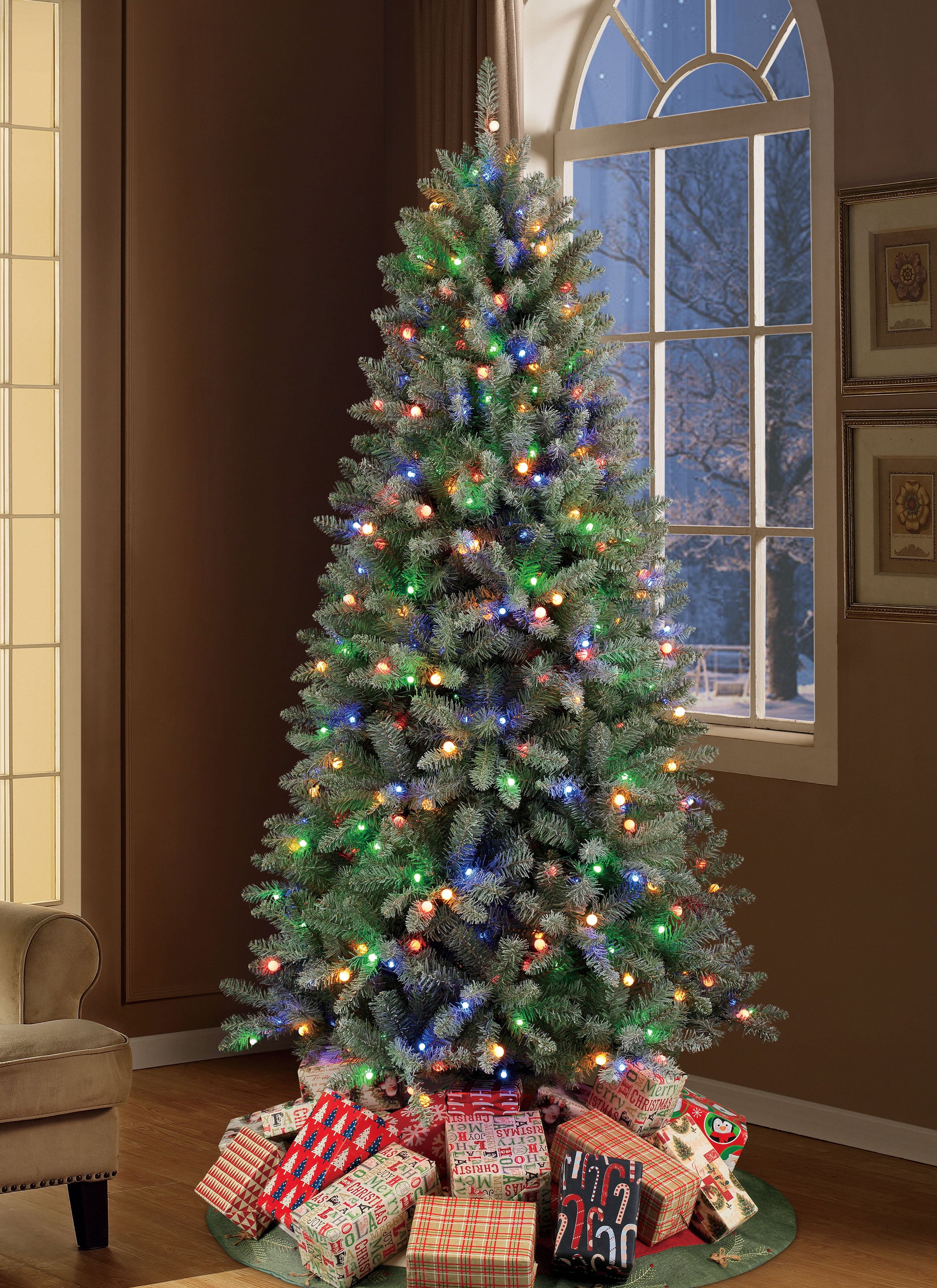 7.5' Bloomington Christmas Tree, Pre-Lit with Color-Changing LEDs, by Holiday Time