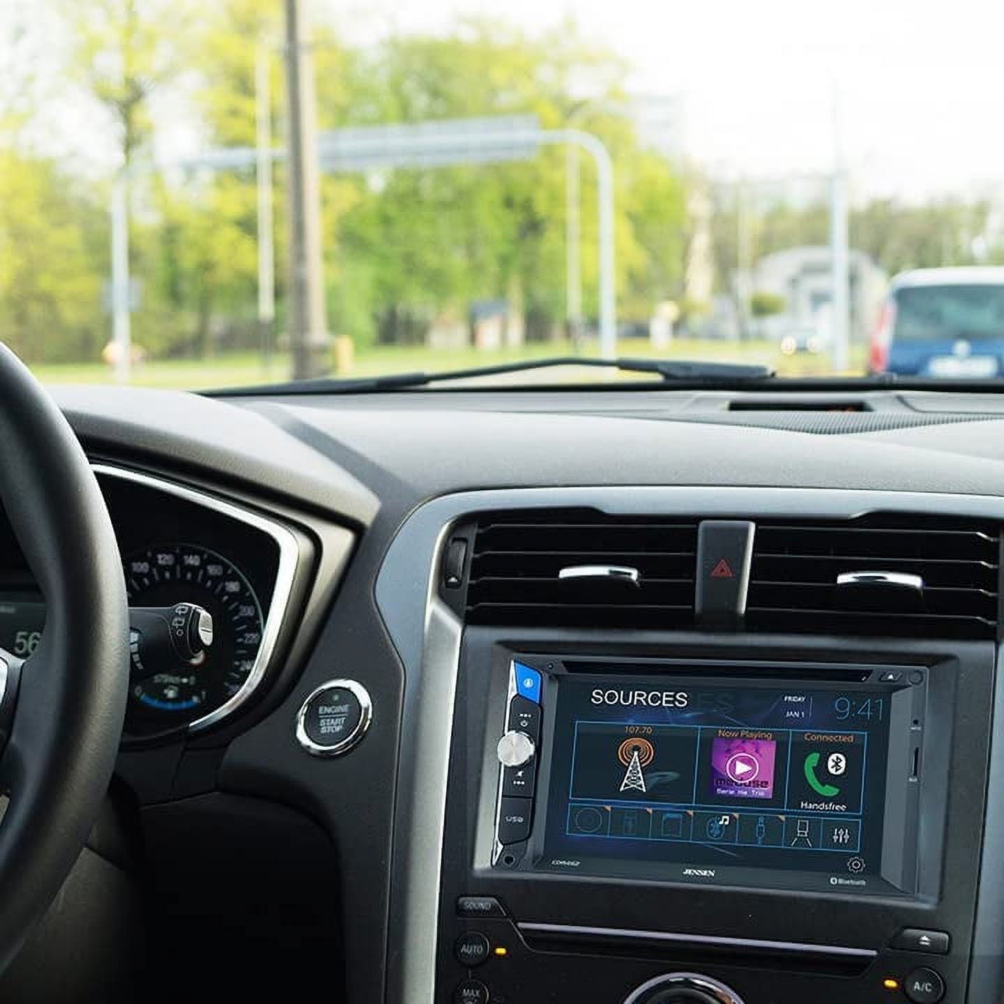 JENSEN CDR462 6.2 inch Double DIN Car Stereo Radio | LED Multimedia Touch Screen | CD & DVD Player | Push to Talk Assistant | Bluetooth | Steering Wheel Control | USB & microSD Ports