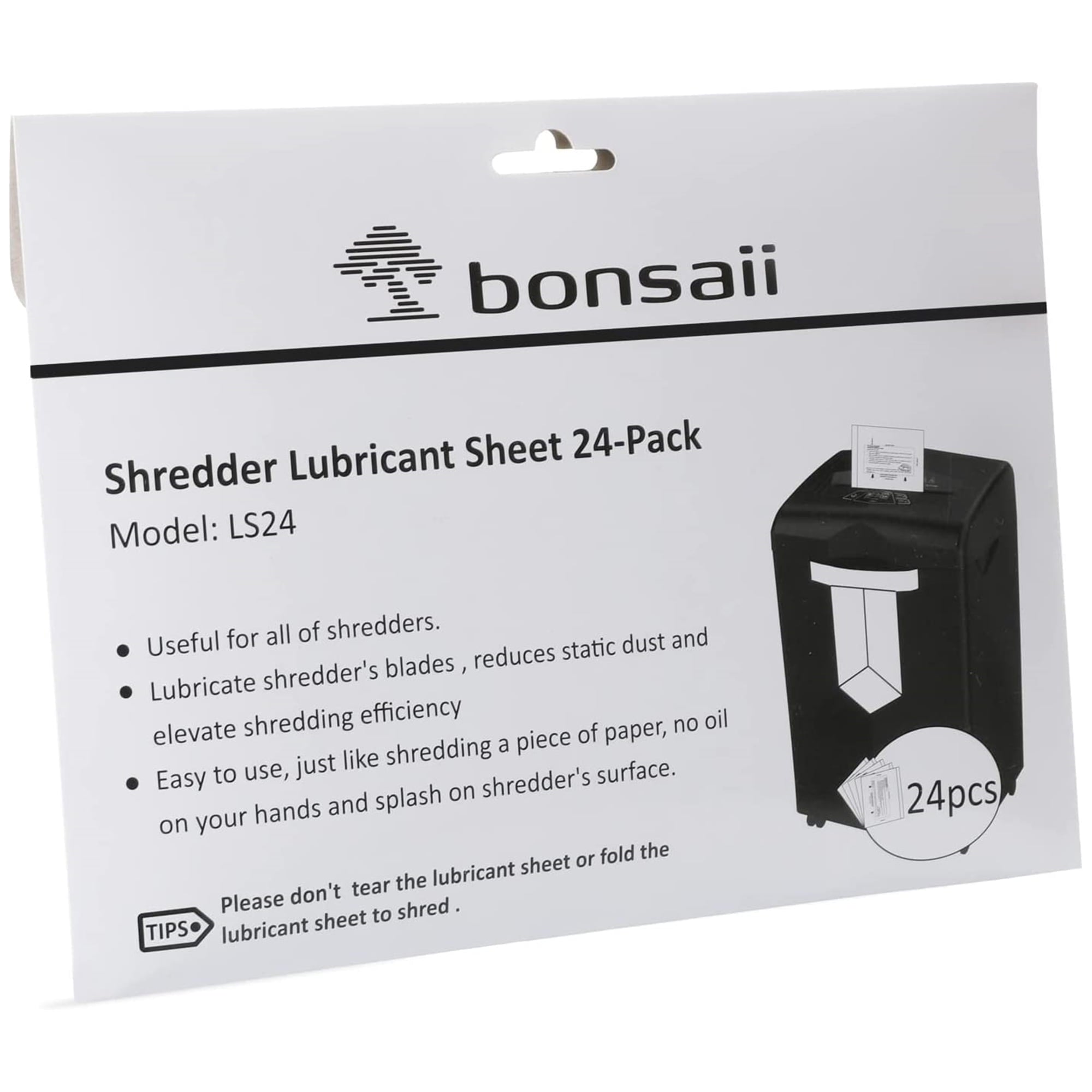 Bonsaii Paper Shredder Sharpening & Lubricant Sheets,24-Pack (8.7 x 7.9 inch/Piece)