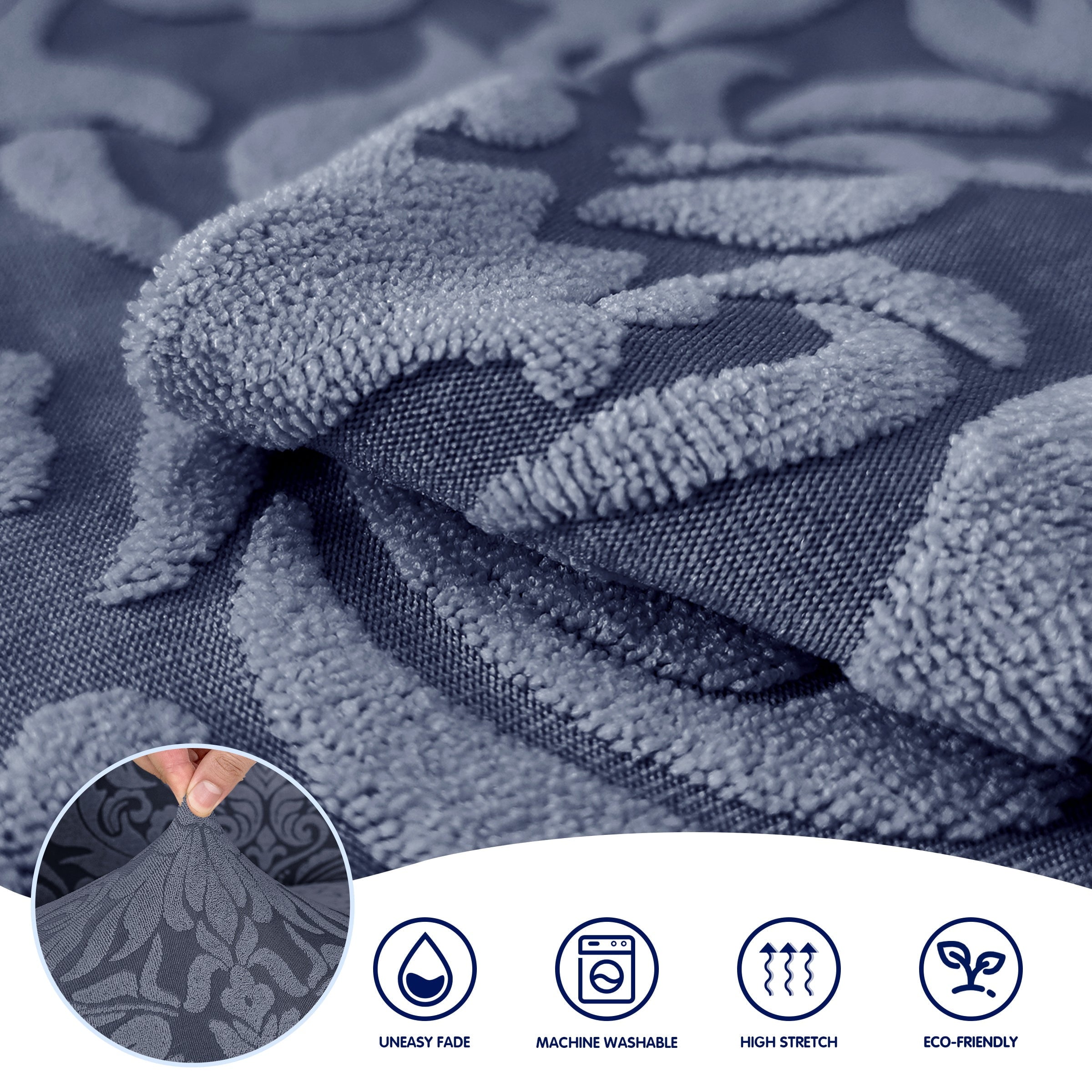 Subrtex 1-Piece Sofa Slipcover Jacquard Damask Couch Cover (Loveseat, Grayish Blue)