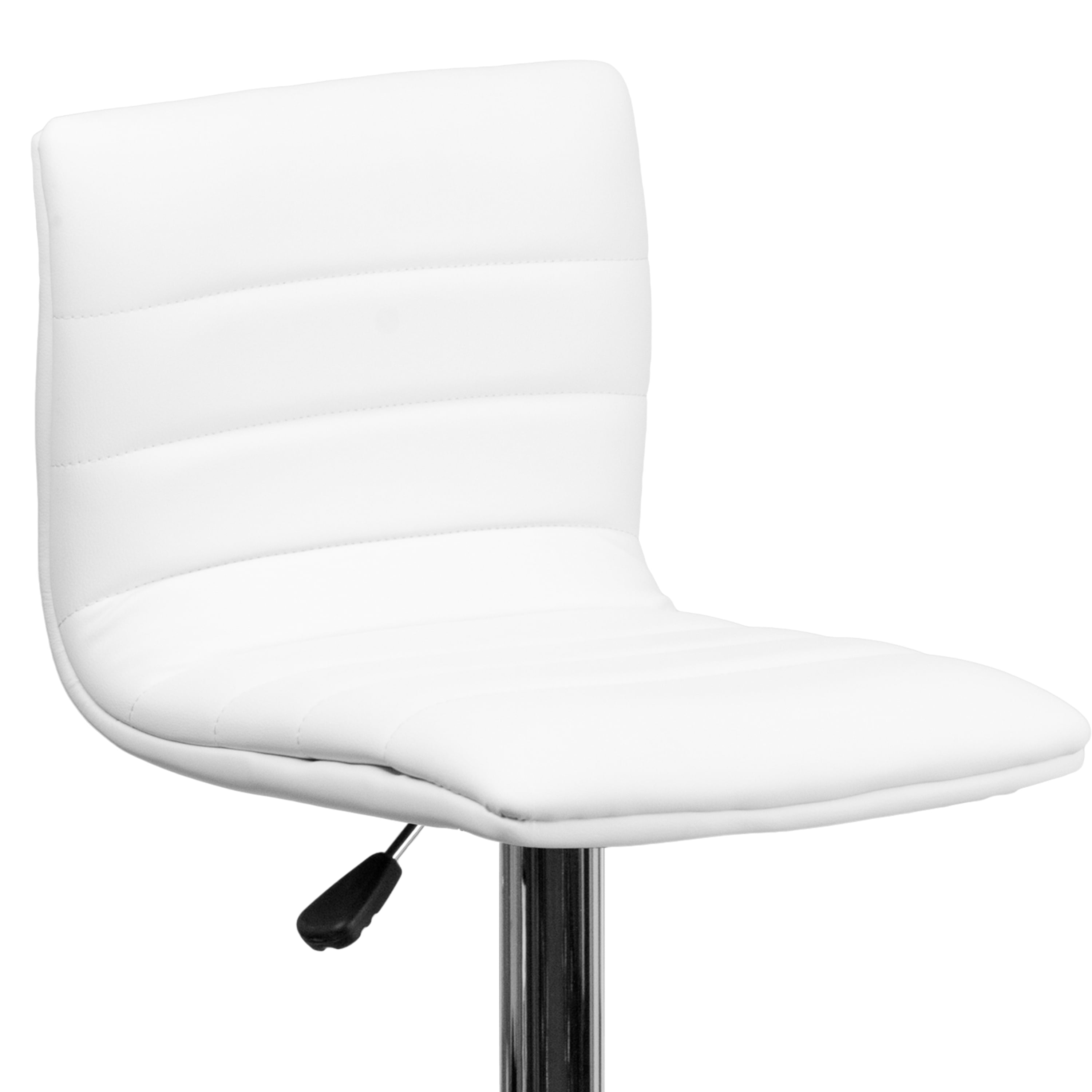 Flash Furniture Betsy Modern White Vinyl Adjustable Bar Stool with Back, Counter Height Swivel Stool with Chrome Pedestal Base