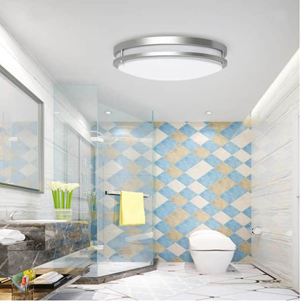 18 in. LED Round Ceiling Light Dimmable Modern Flush Mount Brushed Nickle 24W-32W 3000K-5000K