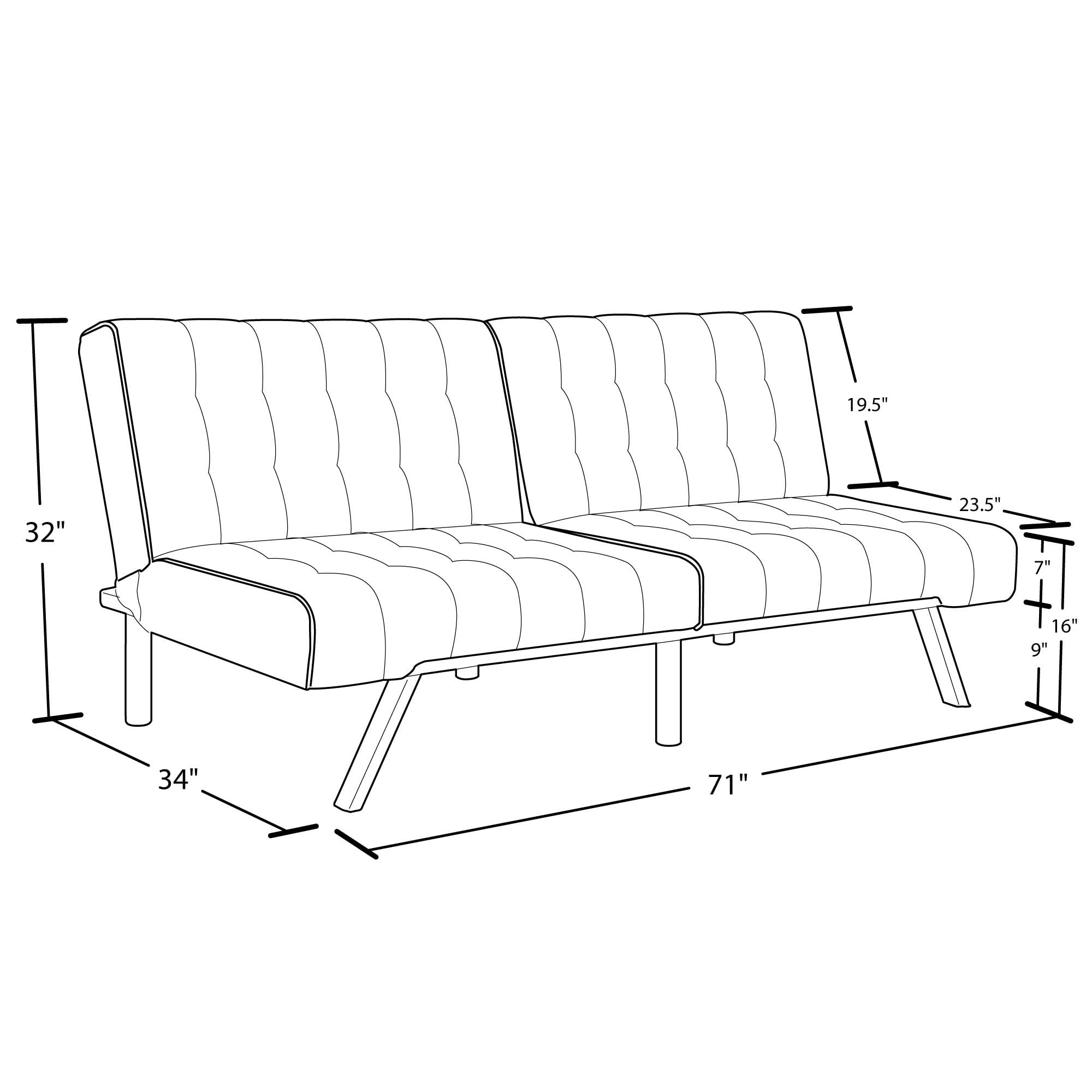 River Street Designs Emily Convertible Tufted Futon Sofa, Black Faux Leather