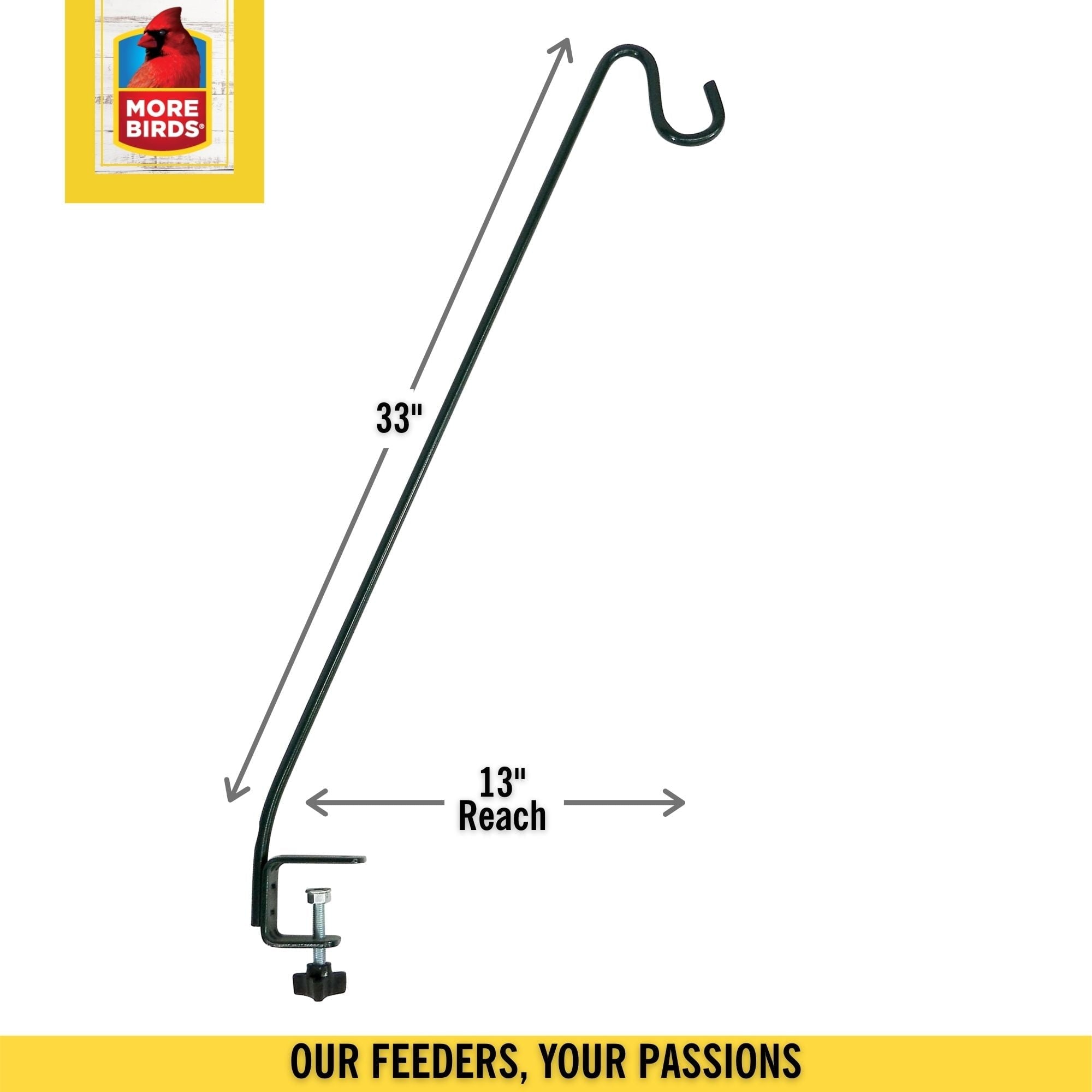 More Birds Clamp-on Deck Hook, Black, Metal