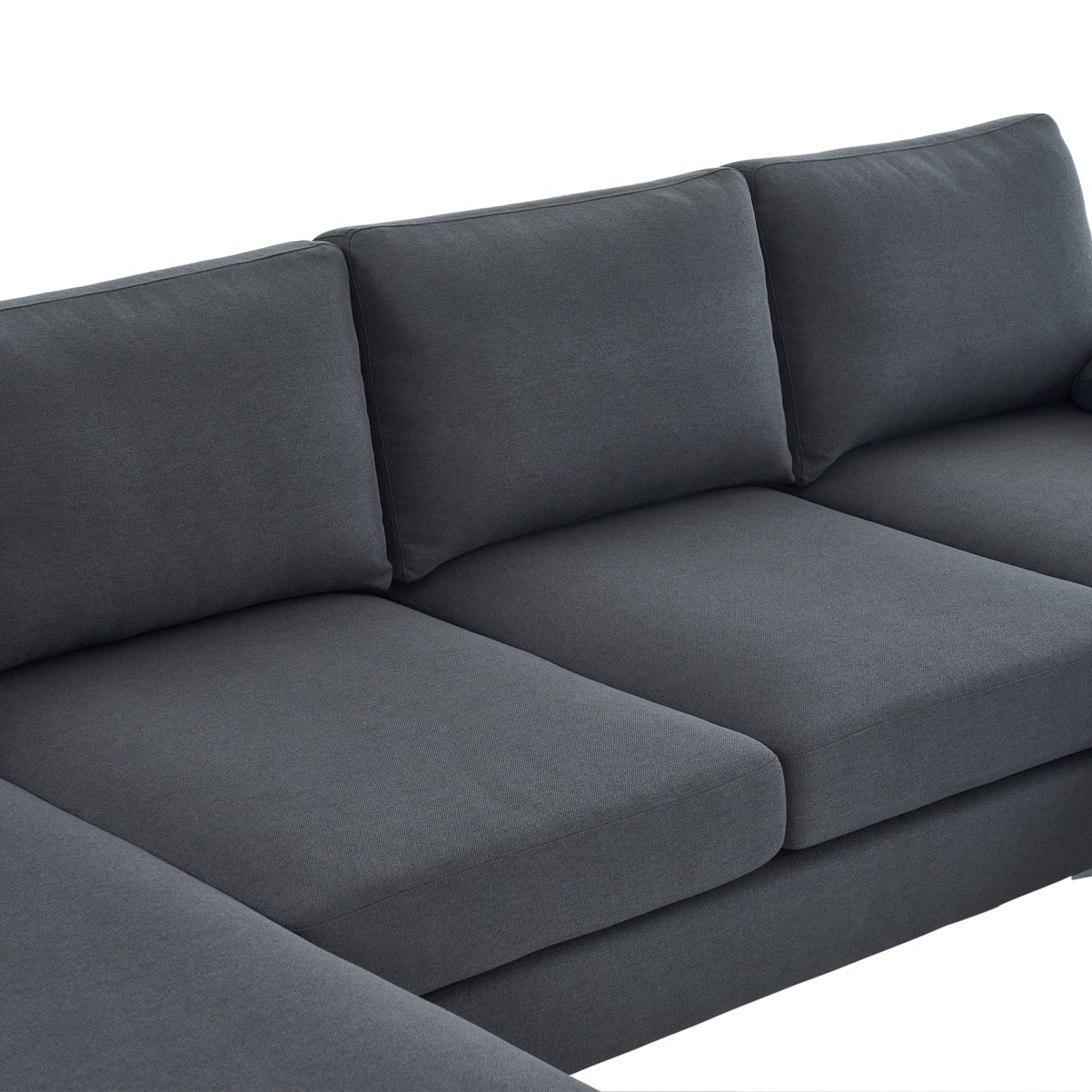 Convertible Sectional Sofa Couch, U Shaped Modular Sectional Sofa with Back and Armrest, 4-Seat Sectional Sofas for Living Room, Bedroom, Office, Small Space, Grey