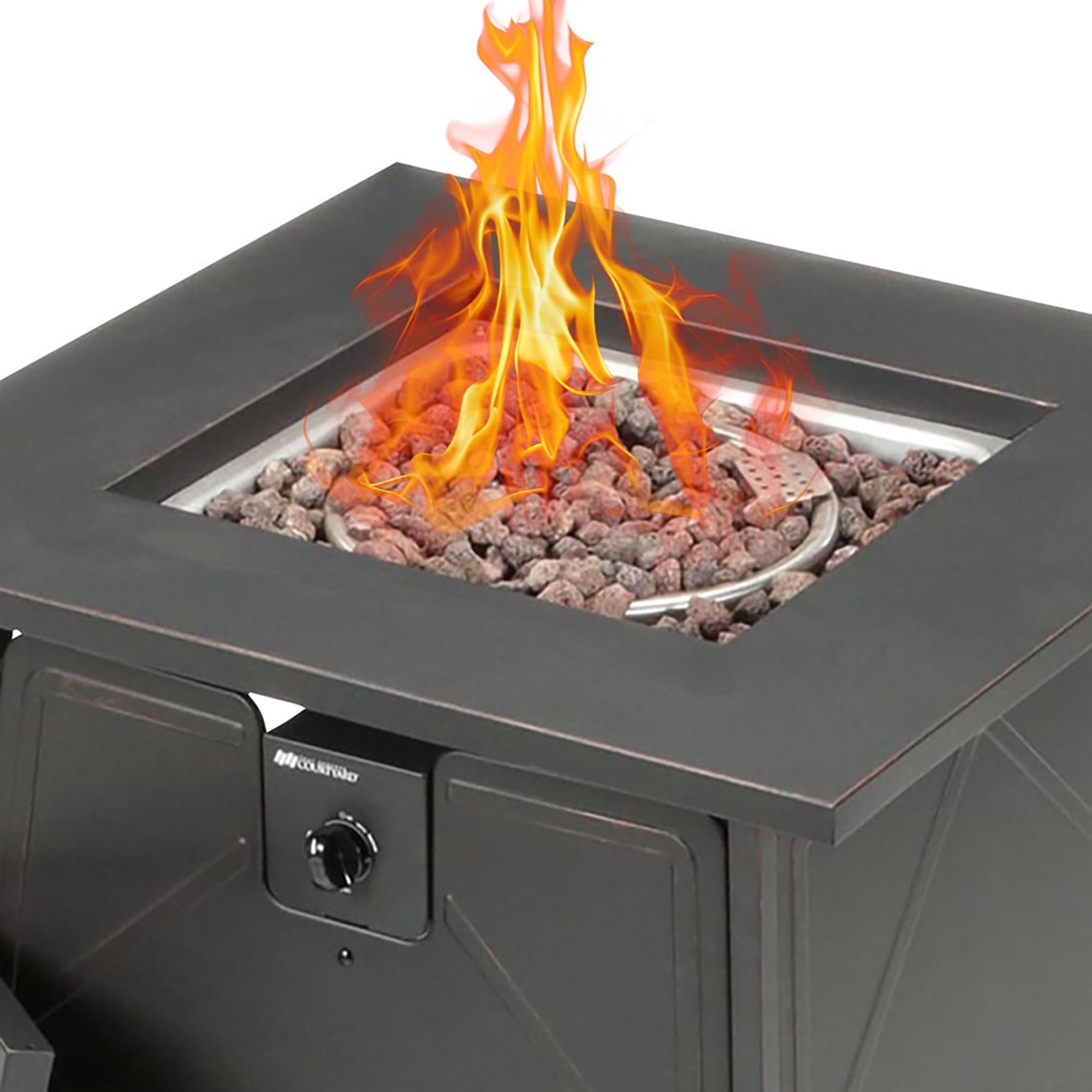 Four Seasons Courtyard Dual Heat 50,000 BTU Square Gas Tabletop Fire Pit