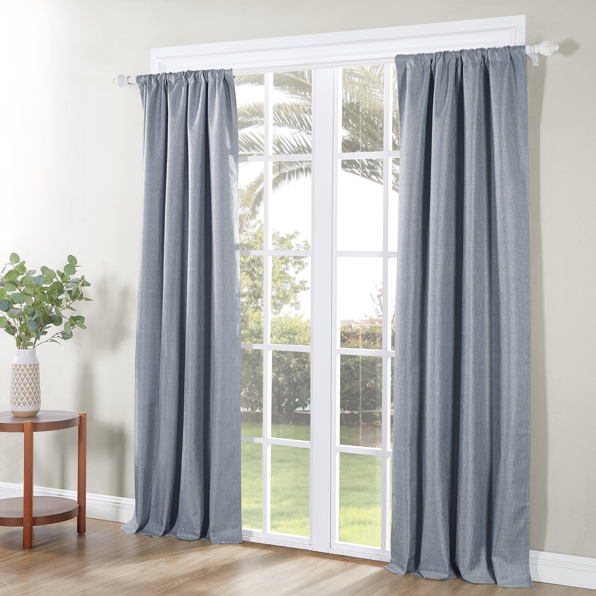 Ecologee Textured Total Blackout Curtains 2 Pack Panel Set - 100% Recycled, Navy, 40