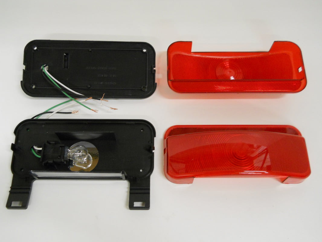 RV Camper Trailer Stop Turn Brake Tail Lights / License Light / Black Base /Pair