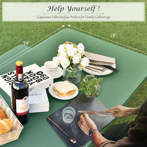 54 in. W x 59 in. D x 28.5 in. H Metal Outdoor Bench Set Picnic Table