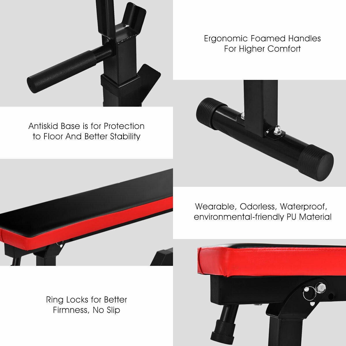 SUGIFT Adjustable Weight Bench with 330 Lbs. Black/Red