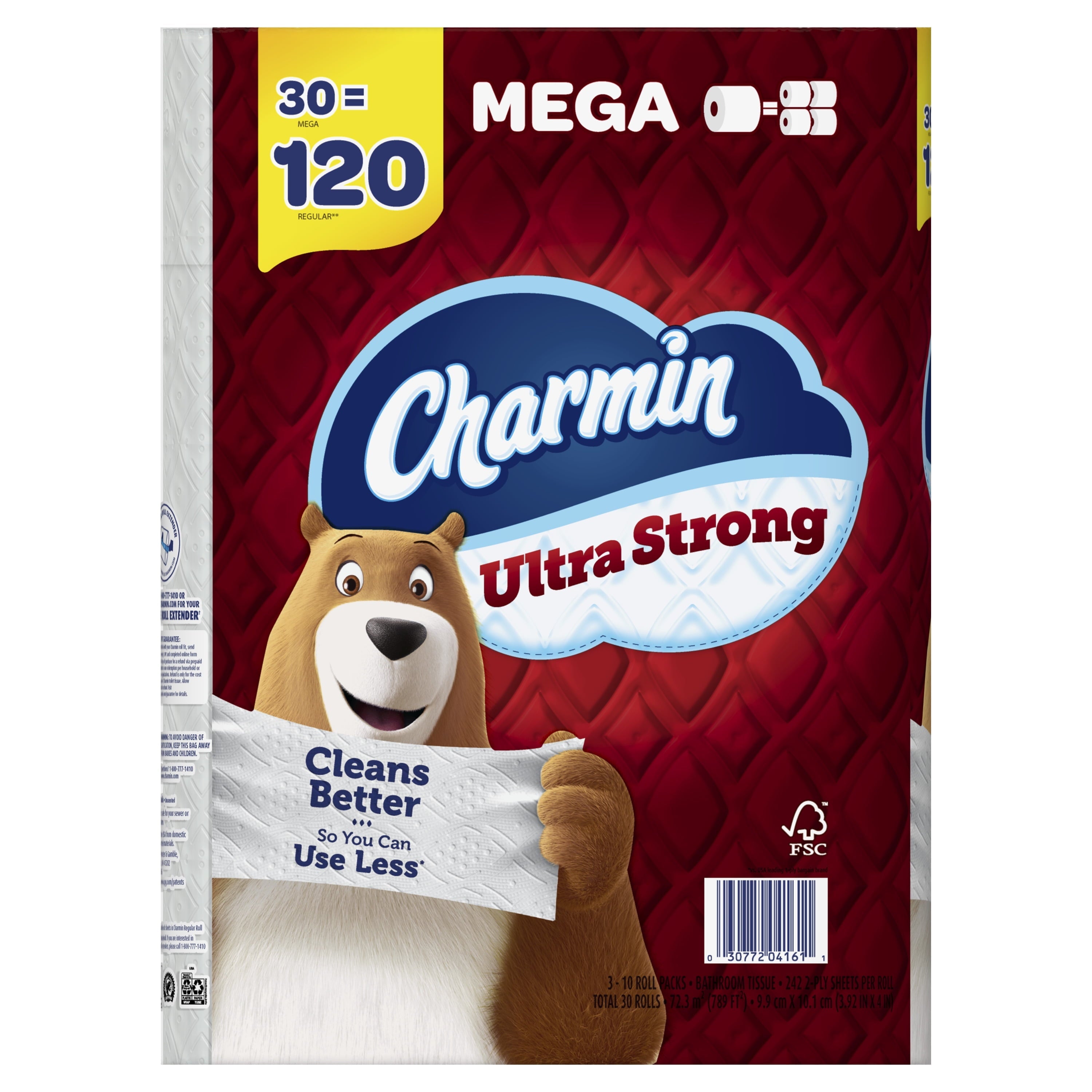 Charmin Ultra Strong Toilet Paper Mega Roll, 242 Sheets per Roll, 30 Count