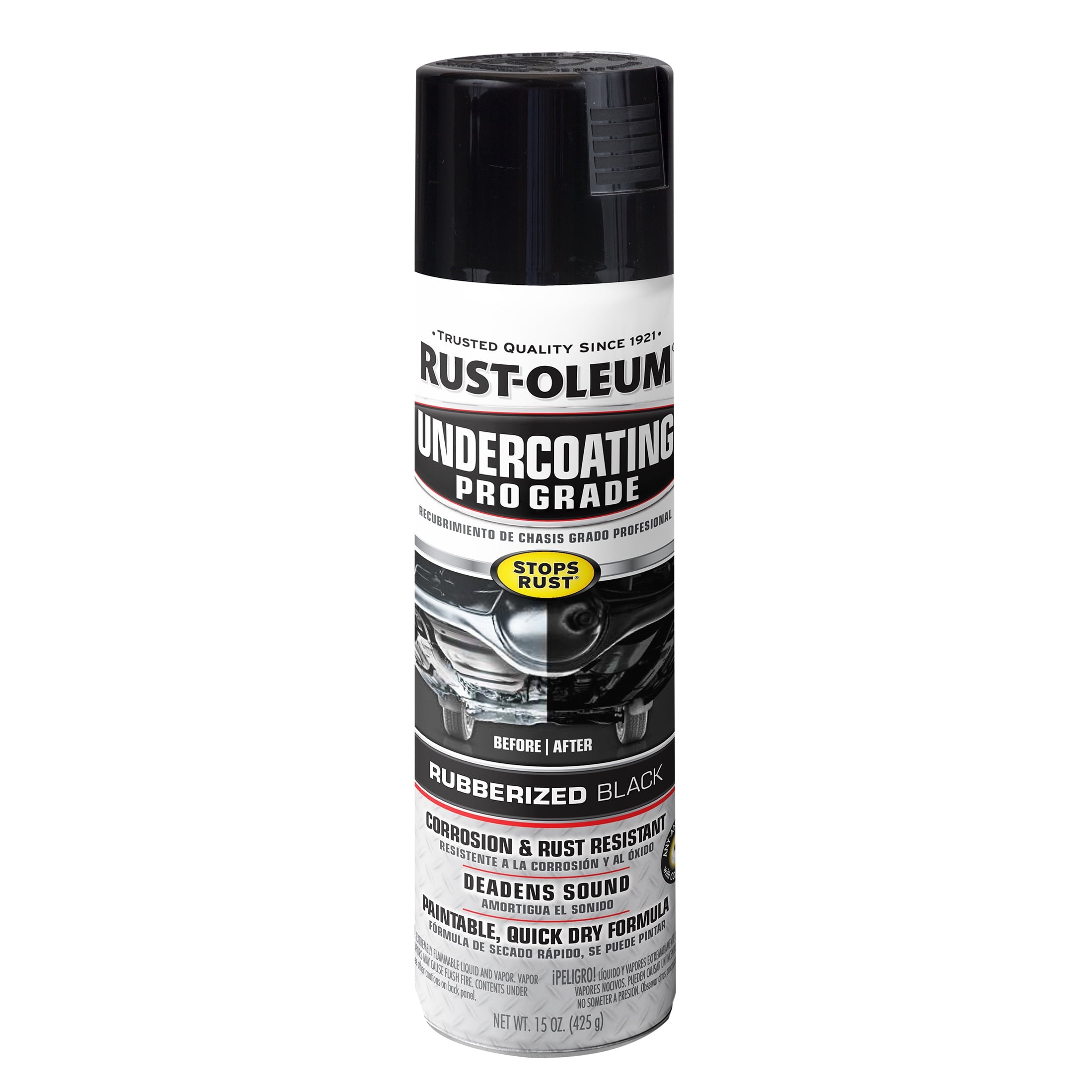 Black, Rust-Oleum Automotive Rubberized Undercoating Matte Spray paint-248656, 15 oz