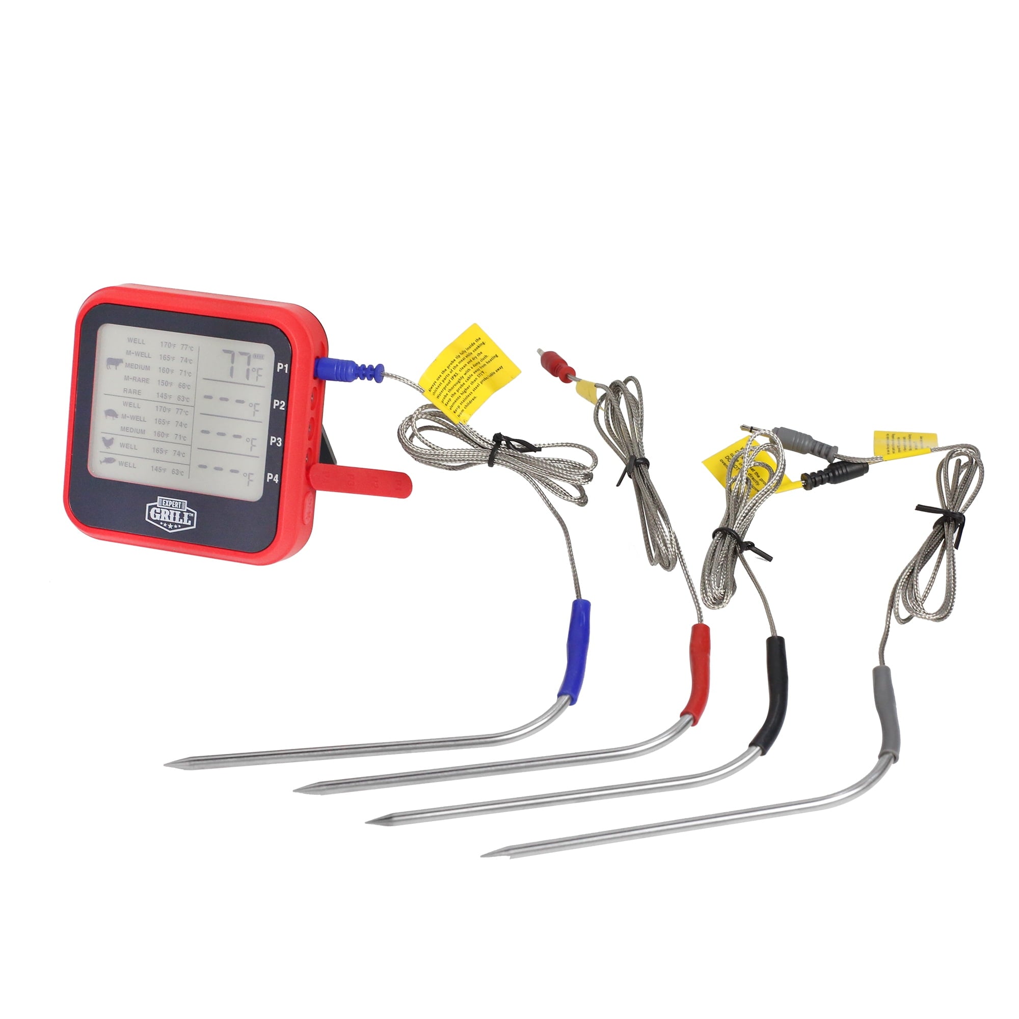 Expert Grill LCD Display Cooking Thermometer with 4 Temperature Probes