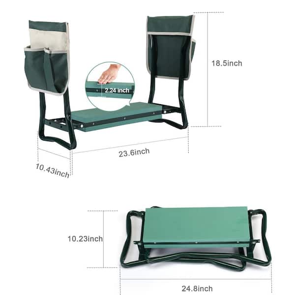 24 in.Garden Kneeler and Seat Folding Outdoor Bench with Tool Bags