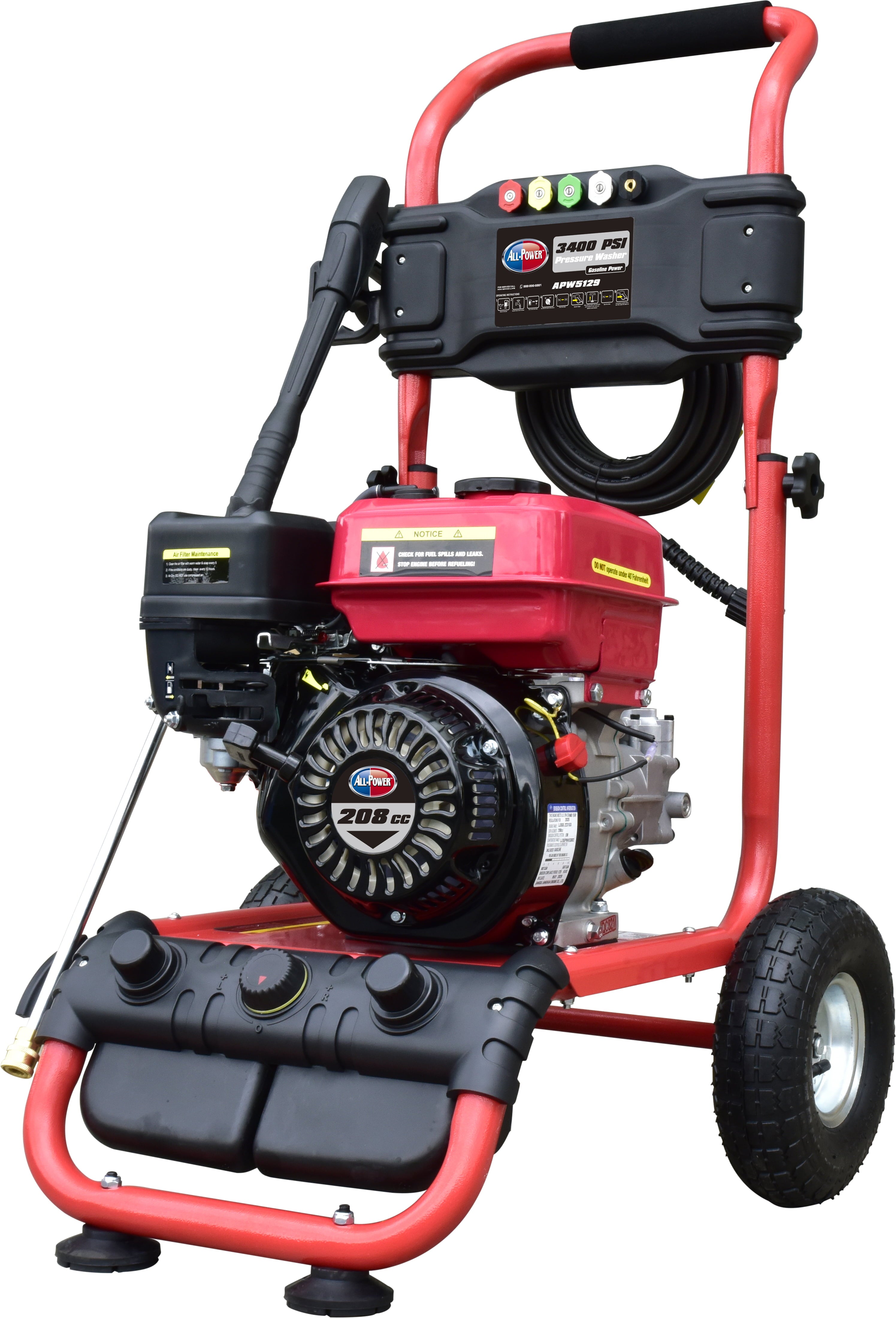 All Power 3400 PSI 2.6 GPM Gas Pressure Washer, 5 Adjustable Nozzles, 30 ft High Pressure Hose, Power Washer for Outdoor Cleaning, APW5129