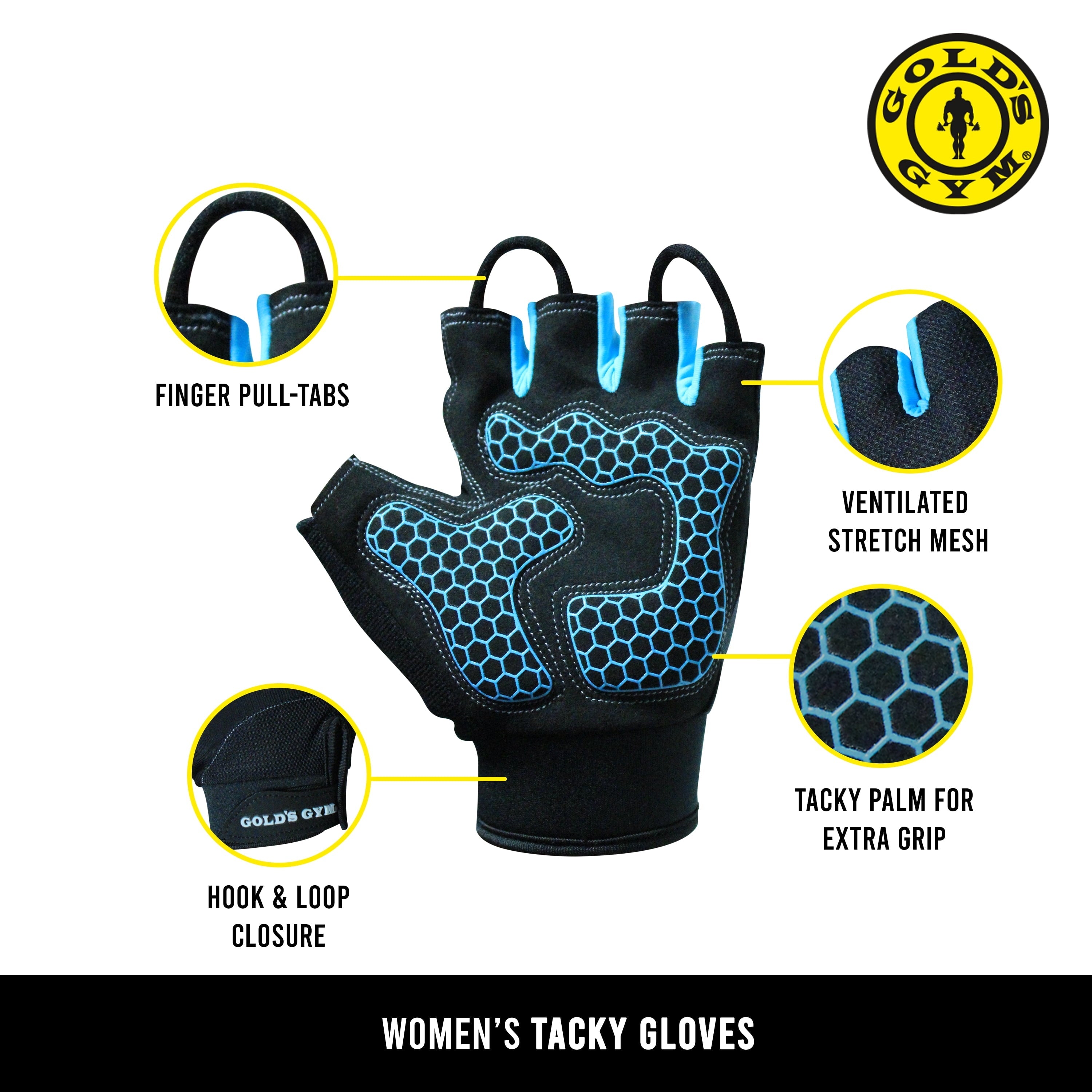 Gold’s Gym Women’s Tacky Weightlifting Gloves, Medium