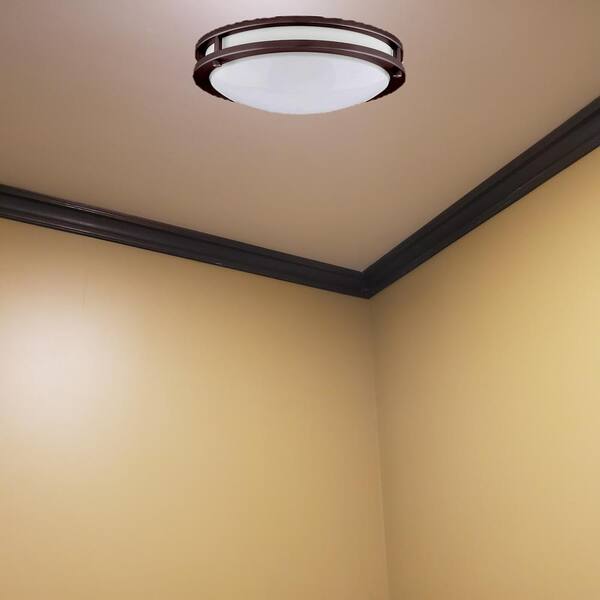 JR 17 in. 1-Light Black LED Flush Mount Light 4000K