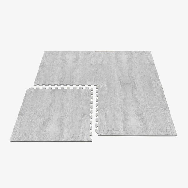 Porch Post White Printed Wood Grain 24 in. x 24 in. x 3/8 in. Interlocking EVA Foam Flooring Mat (24 sq. ft./Pack)