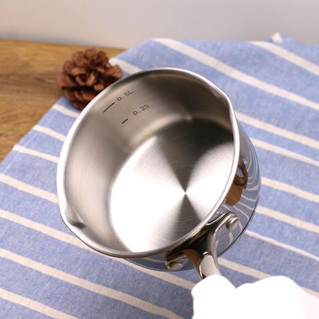 Stainless Steel Saucepan Metal Warmer Pot Kitchen Sauce Cooking Boiling Pot Nonstick Cookware, 12cm , 500ml