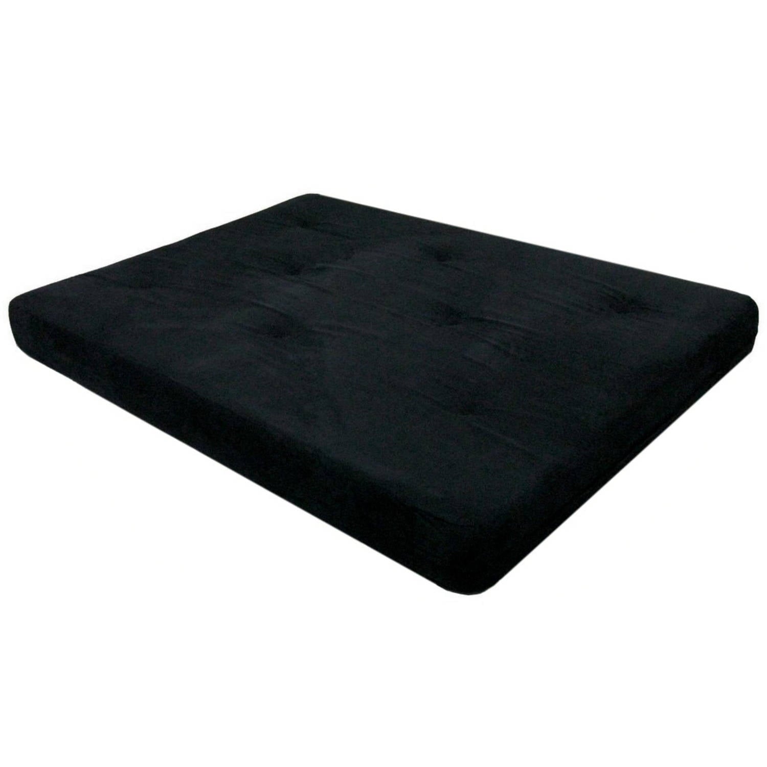 Mainstays 6 Inch Futon Mattress with Tufted Cover and Recycled Polyester Fill, Full, Black