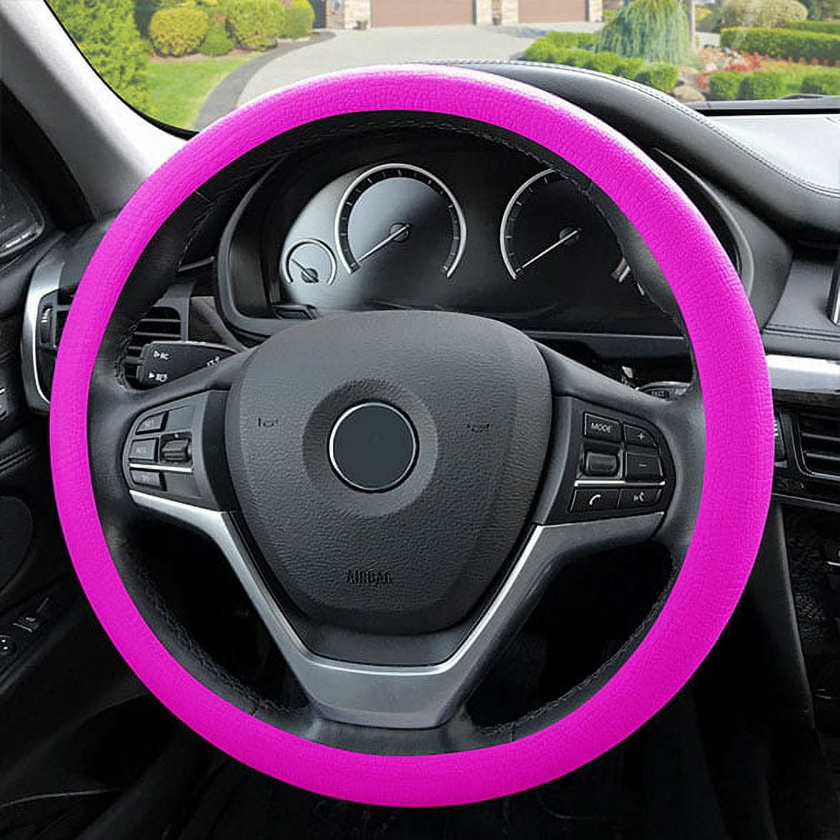 FH Group AFFH3001HOTPINK-FH3011 Silicone Dash Mat, Universal Steering Wheel Cover w. Air Freshener