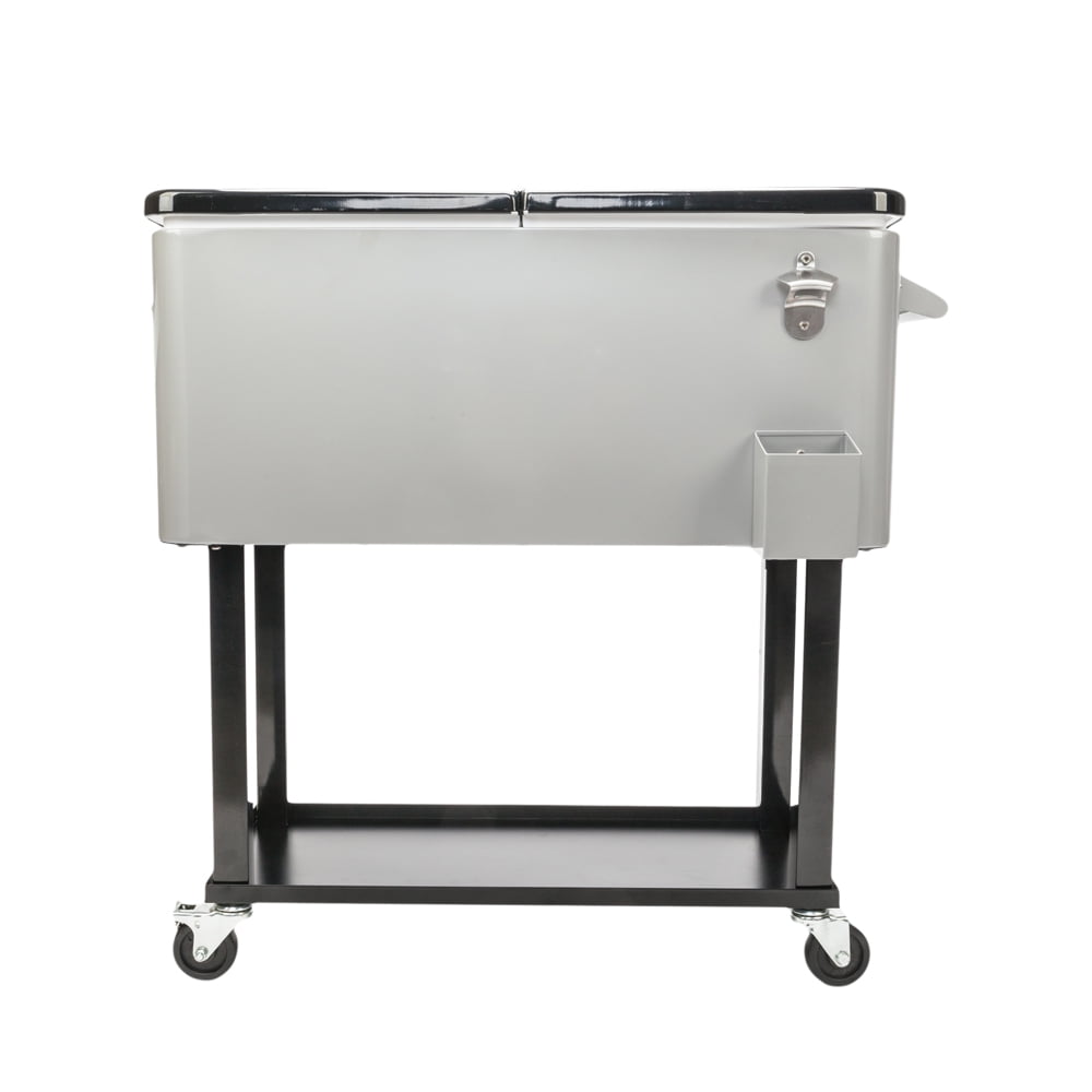 Ktaxon 80QT Trolley Frozen Warm Function Spray Cooler Cart Ice Beer Beverage Chest with Shelf Wheel