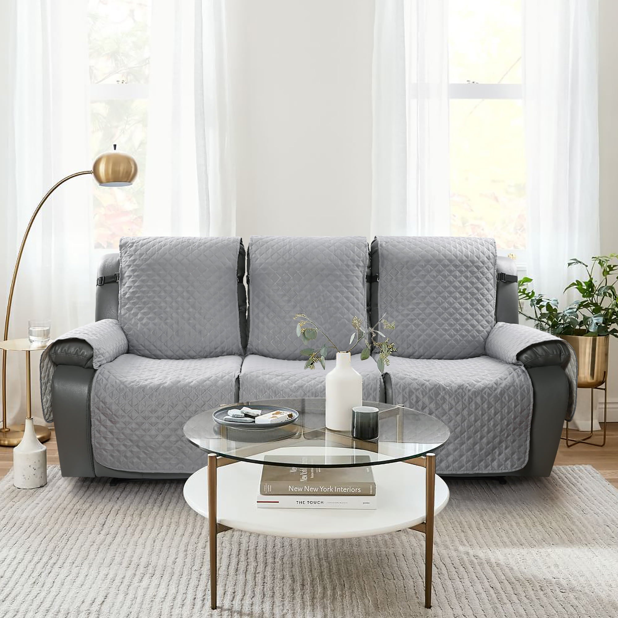 TAOCOCO Recliner Sofa Cover,Reclining Couch Slipcovers Motion Recliner Chair Cover Furniture Protector Light Gray