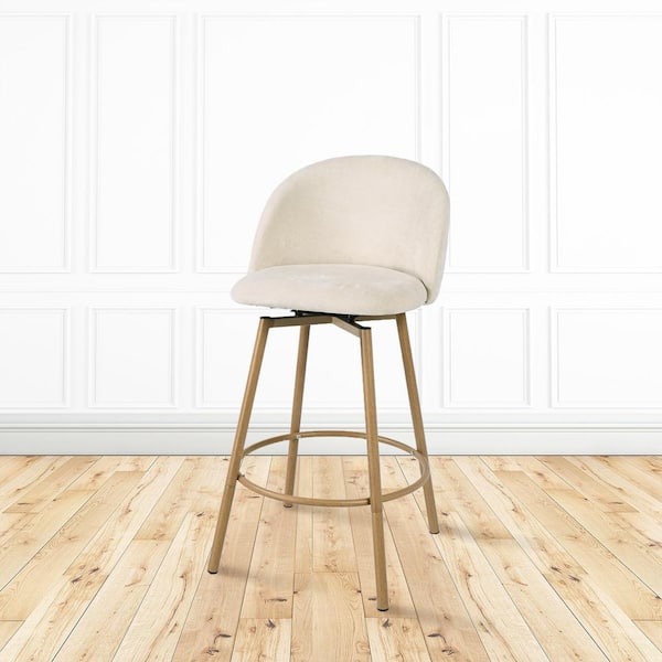 Colsted Biscuit Beige Upholstered Counter Stools with Swivel Seat (Set of 2)