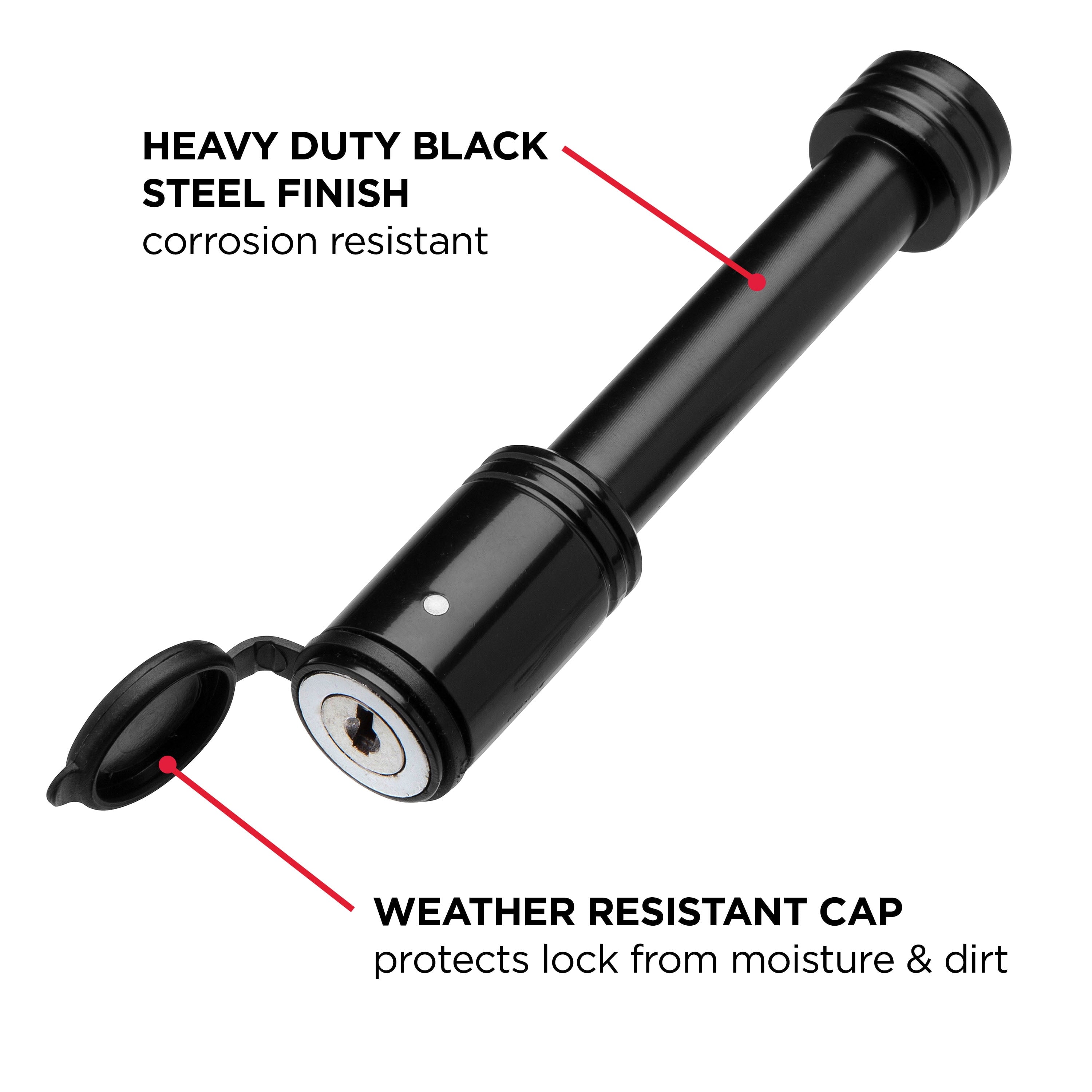 TowSmart 5/8 in. Barrel Style Receiver Lock, Black Powder Coat, 7278