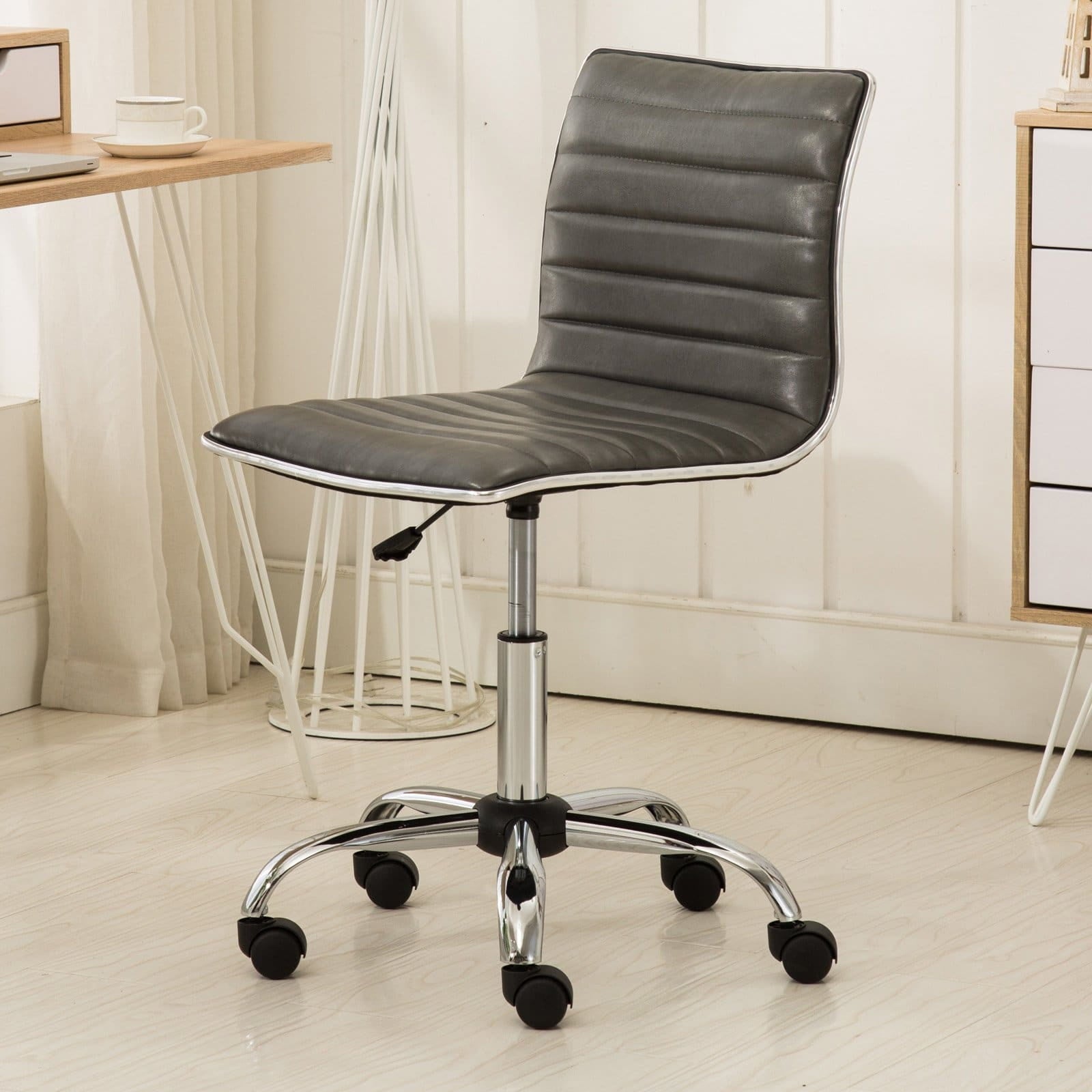 Roundhill Furniture Fremo Chromel Adjustable Air Lift Office Chair, Gray