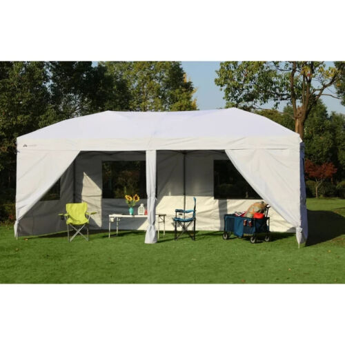 20' x 10' Straight Leg (200 Sq. ft Coverage), White, Easy Pop-up Canopy, 63 lbs