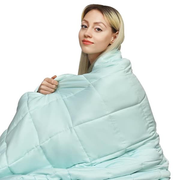 Green Premium Cooling Heavy Soft Fabric Breathable 60 in. x 80 in. 20 lbs. Weighted Blanket