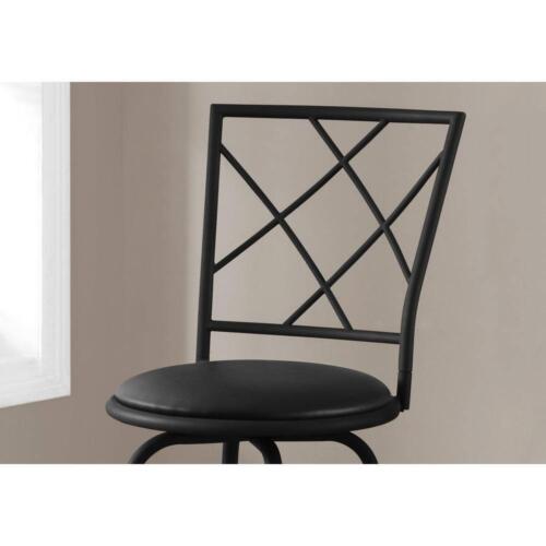 Modern Bar Stool Leather-Look Round Seat Without Arms Cushioned Black (2-Piece)