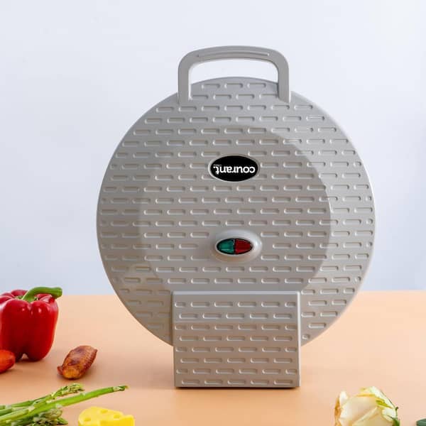 12 in. Gray Pizza Maker Electric Countertop Oven and Griddle Indoor Grill Griddle