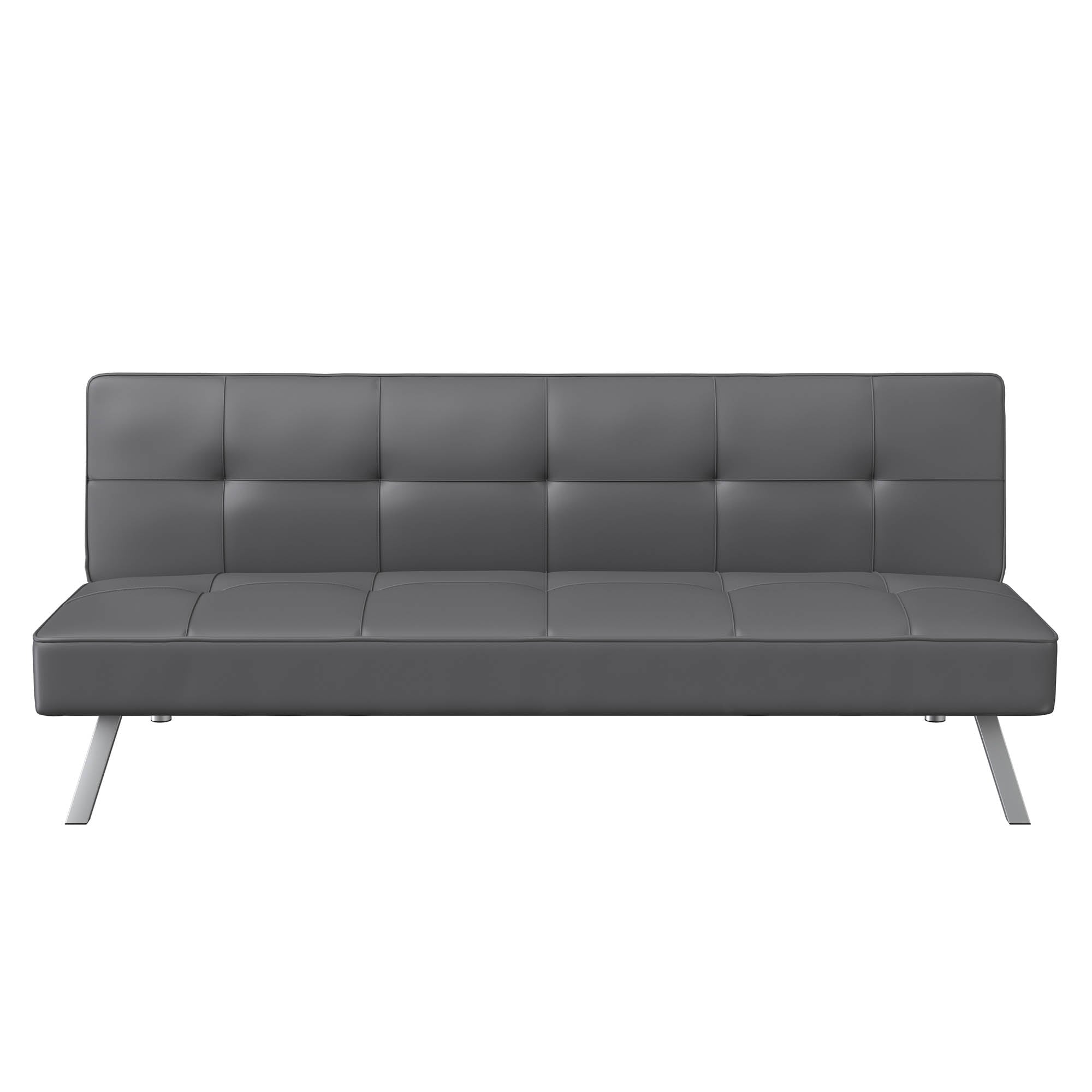 Serta Chelsea Modern Futon, Dark Grey Faux Leather