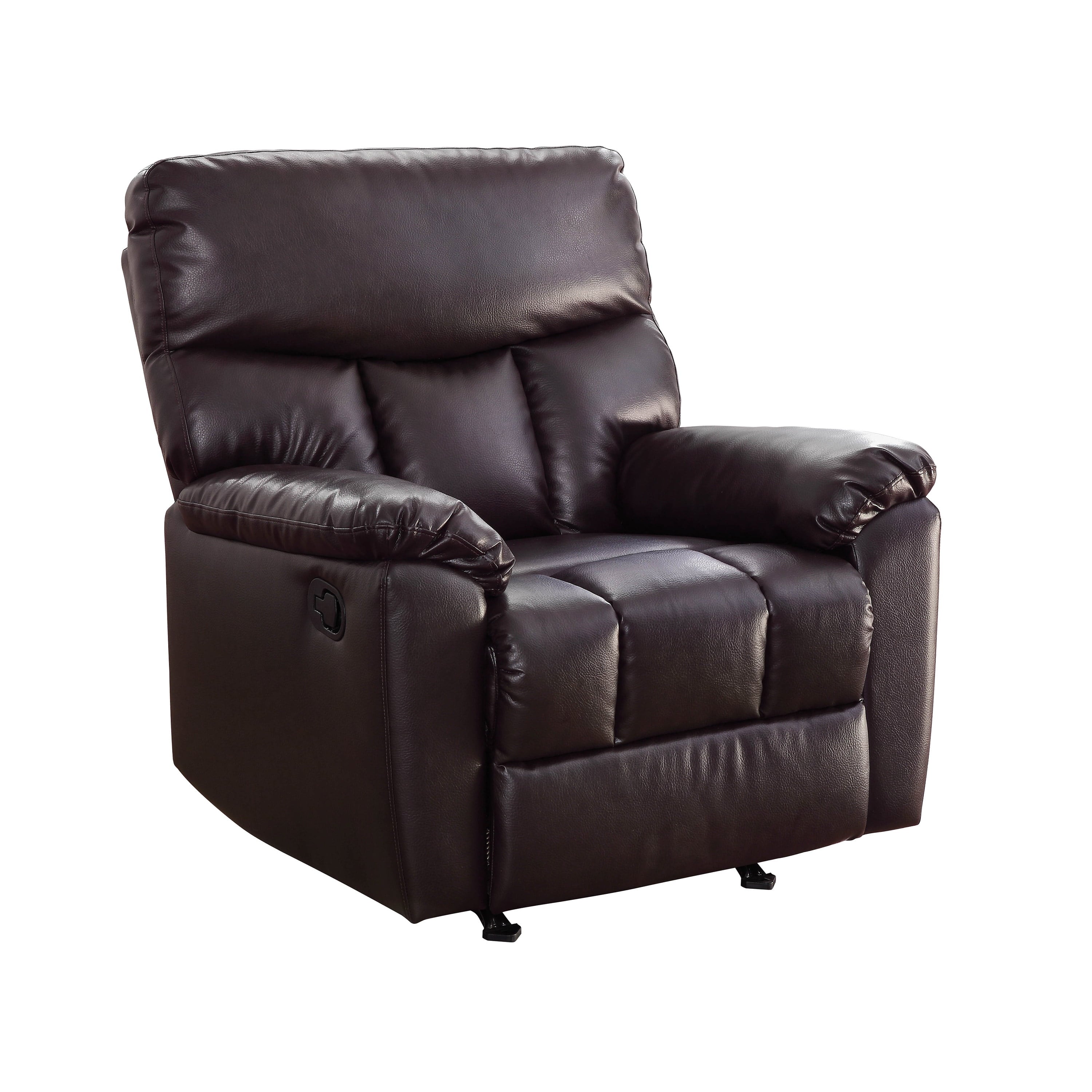 Serta Small Space Rocker Recliner, Chocolate Brown Faux Leather Upholstery
