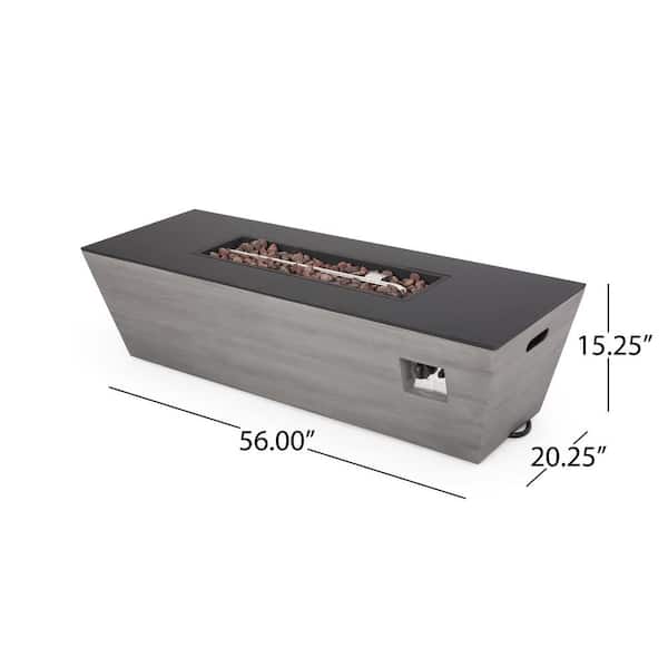 Warren Dark Gray and Black Rectangular Stone Fire Pit (No Tank Holder)
