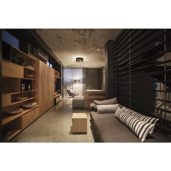 Wellesley 11 in. Double Bulb Antique Black Ceiling Flush Mount with 2 Edison 6.5-Watt LED Light Bulbs Included