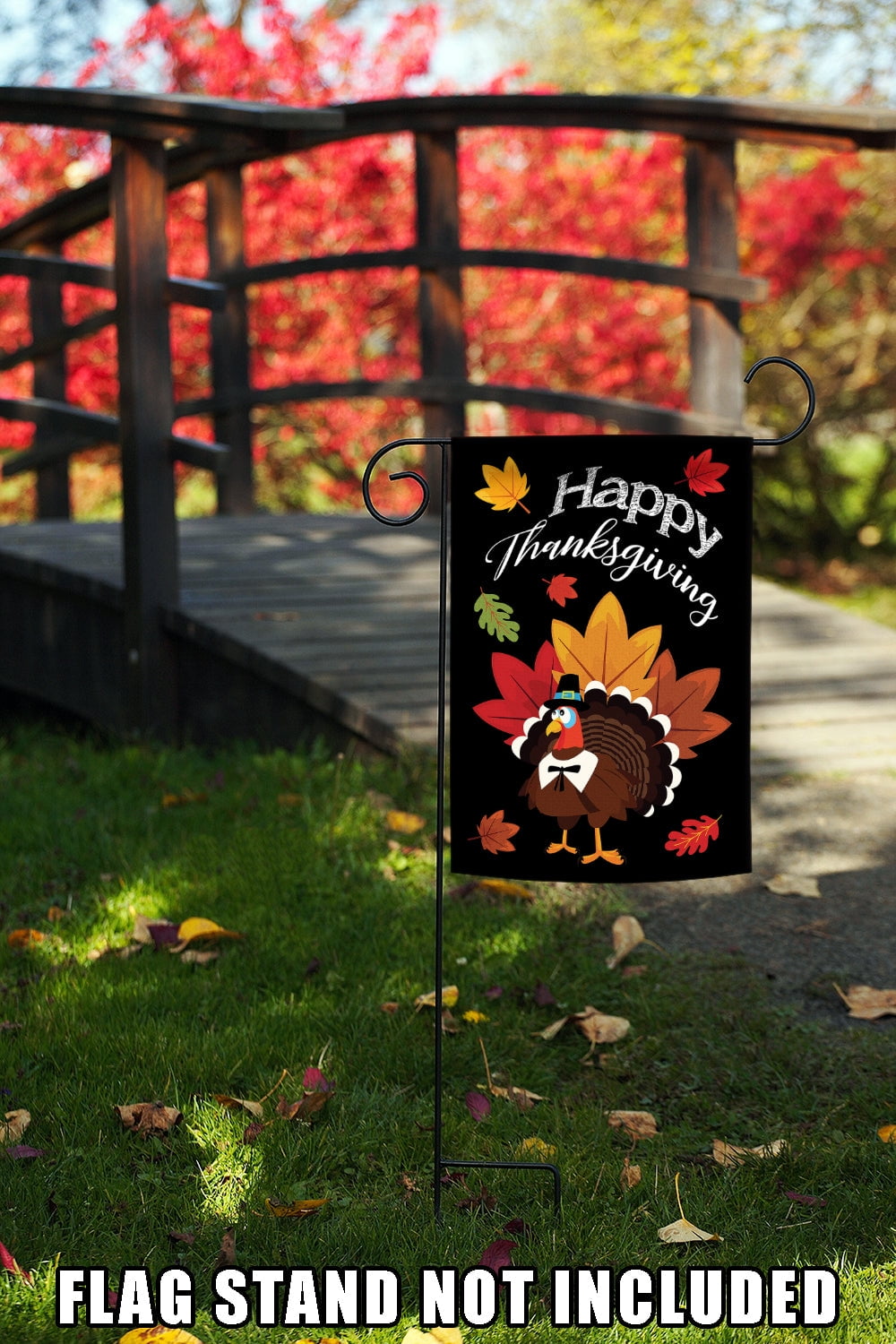 Toland Home Garden Pilgrim Turkey Fall Thanksgiving Flag Double Sided 12x18 Inch