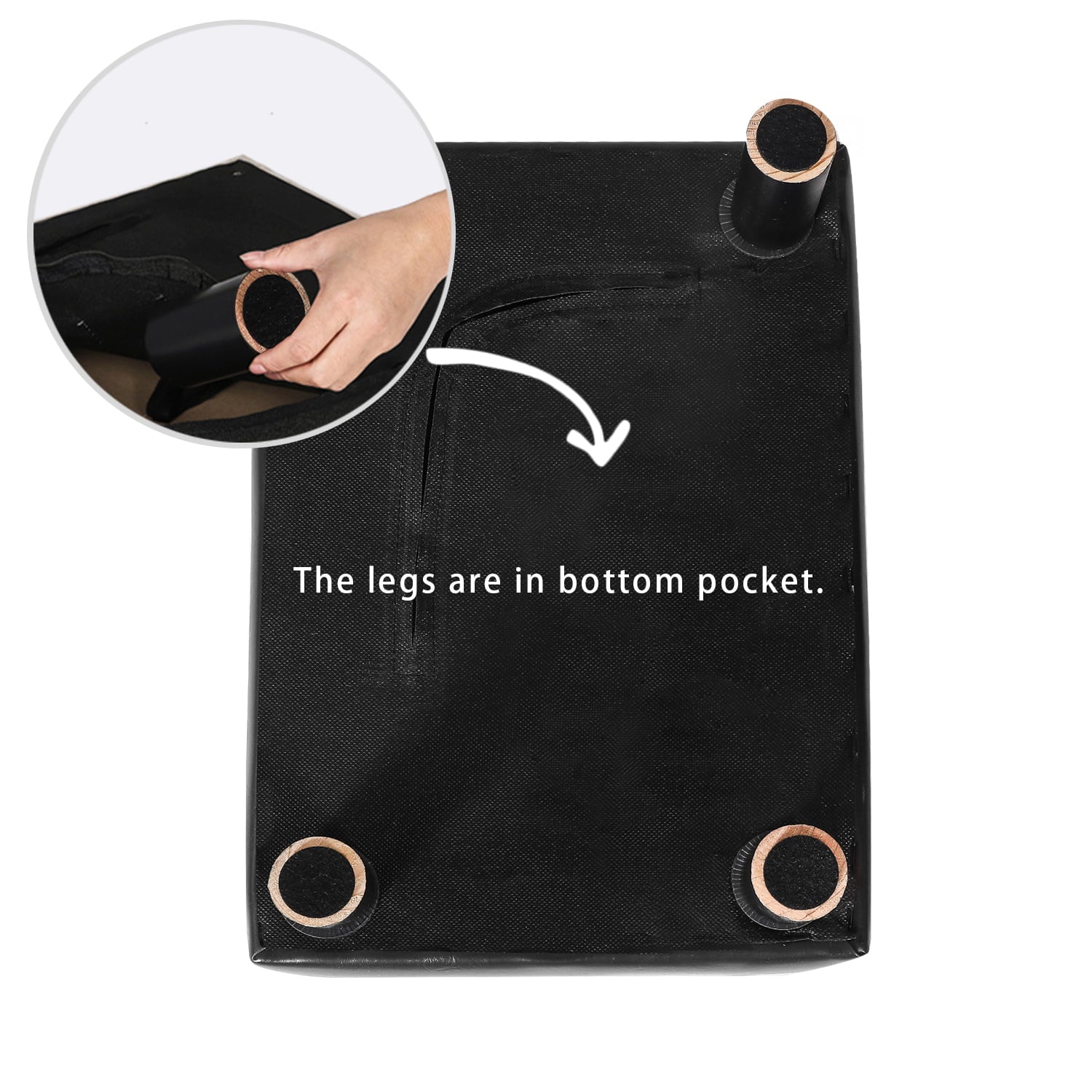 Homebeez Small Footstool Ottoman,Modern Rectangle Chair Foot Rest Foot Step Stool,Black