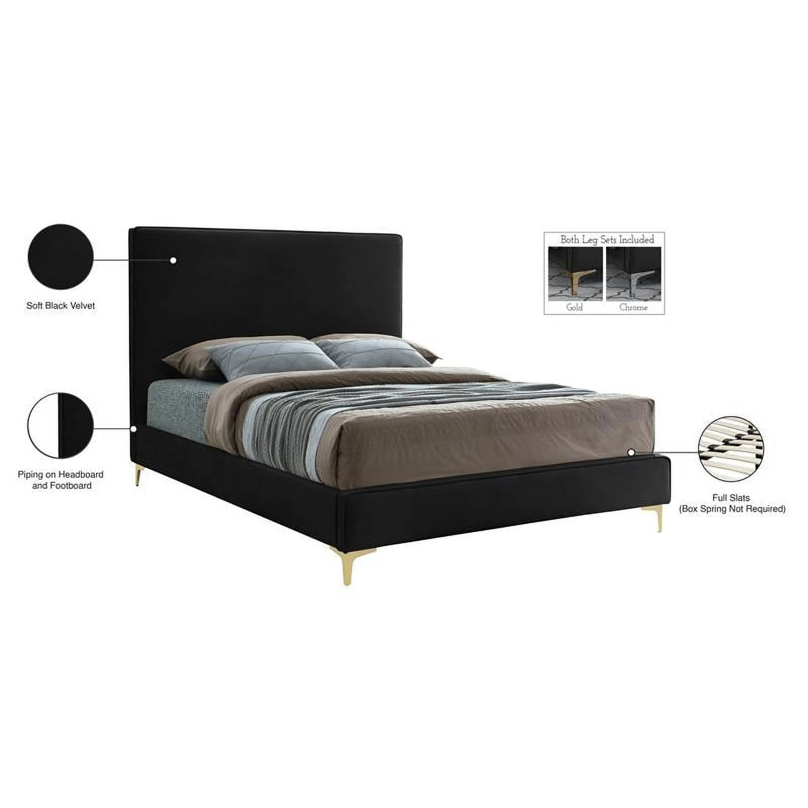 Meridian Furniture Geri Black Velvet Queen Bed