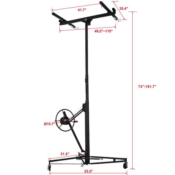 16 ft. Black Drywall Lift Panel Lift Drywall Panel Hoist Jack Lifter