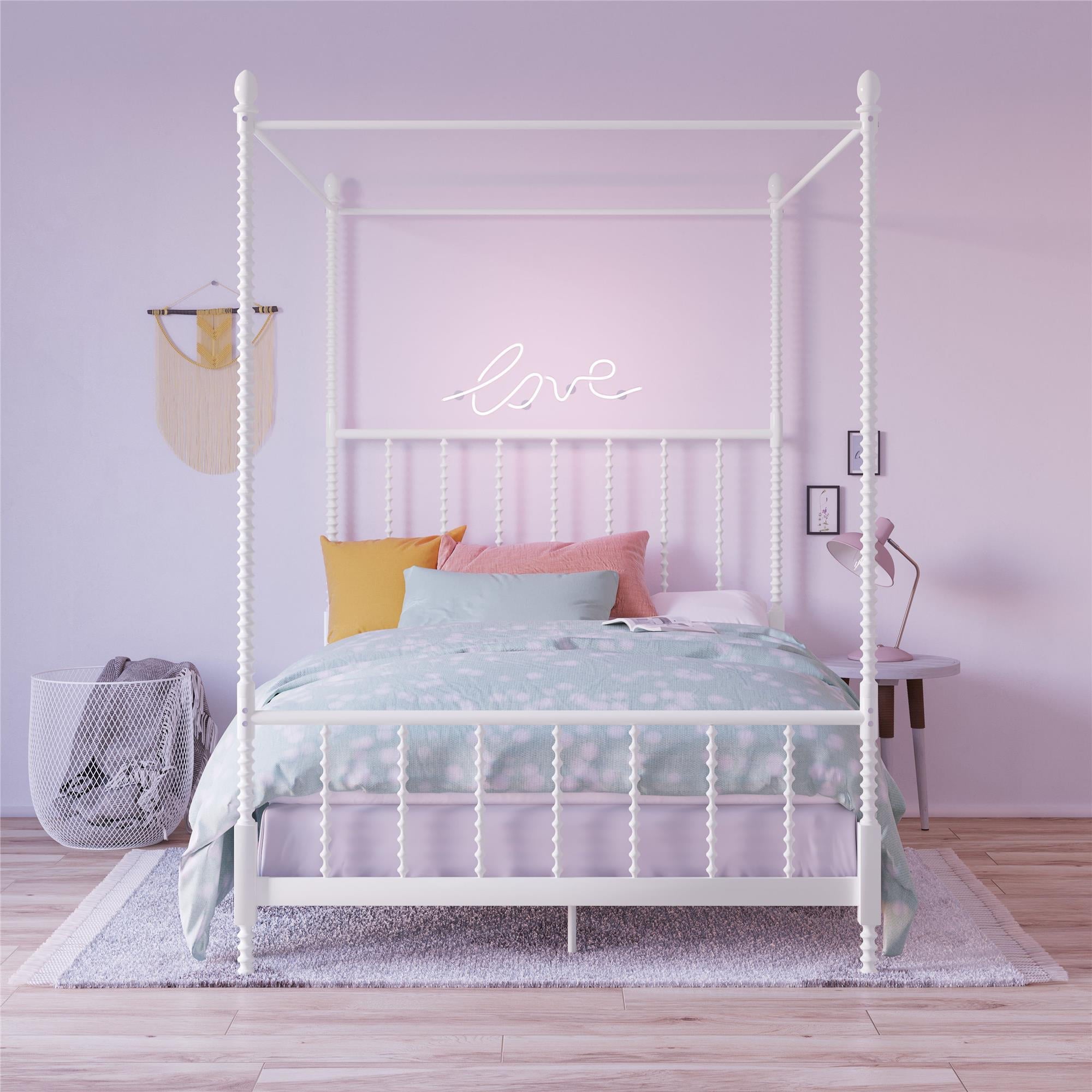 Teen Novogratz Hayden Metal Canopy Bed, Full, White