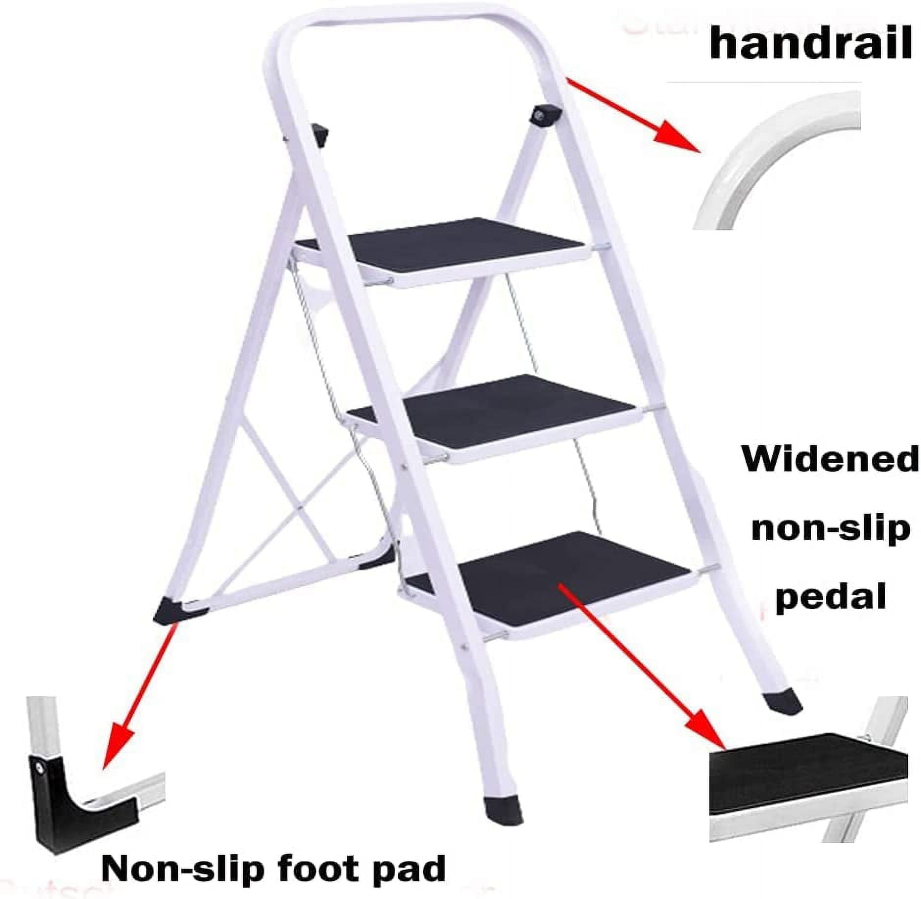 Bowoshen 3 Step Heavy Duty Non-Slip Tread Folding Compact Safety Step Ladder Stepladder
