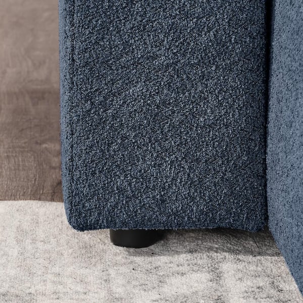 5-Piece Right Face L-Shaped Polyester Modular Sectional Sofa with Ottoman in. Navy Blue