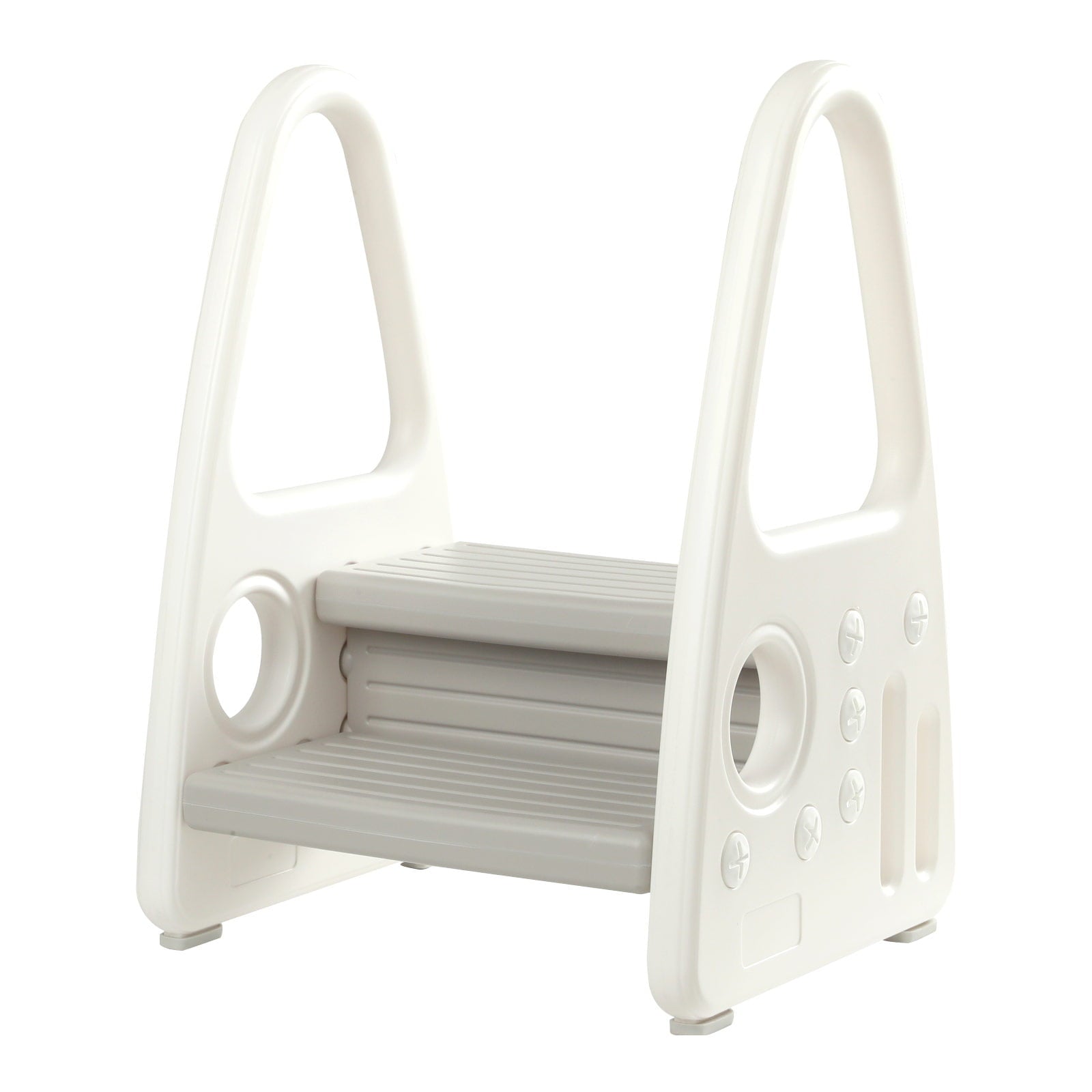 Mangohood Toddler Step Stool, Kids Two Step Tower for Bathroom Sink, Toilet Potty Training, Kitchen Counter, Children Step Up Learning Helper with Safety Handles and Non-Slip Pads,Gray