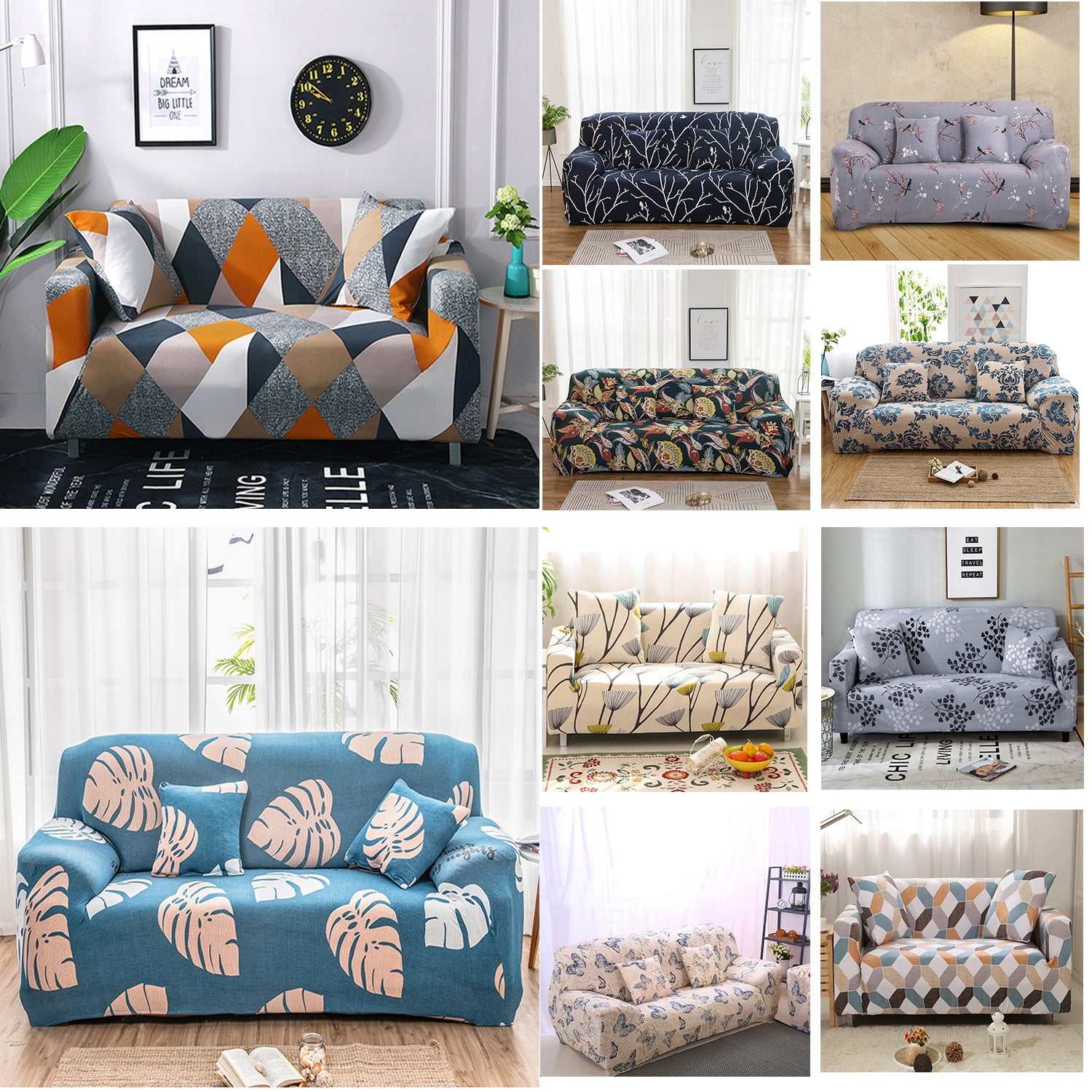 NEWEEN Sofa Cover High Stretch Elastic Fabric 1 2 3 Seater Sofa Slipcover Chair Loveseat Couch Cover Polyester Spandex Furniture Protector Cover with 1 Pillowcase (1 Seater, Checkerboard)