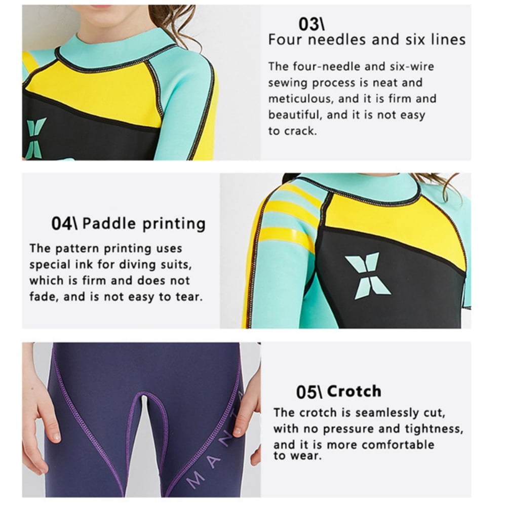 Kids Girl Boy UV Protection Swimsuits,2.5mm Neoprene Wetsuit Diving Suits,2-8Y