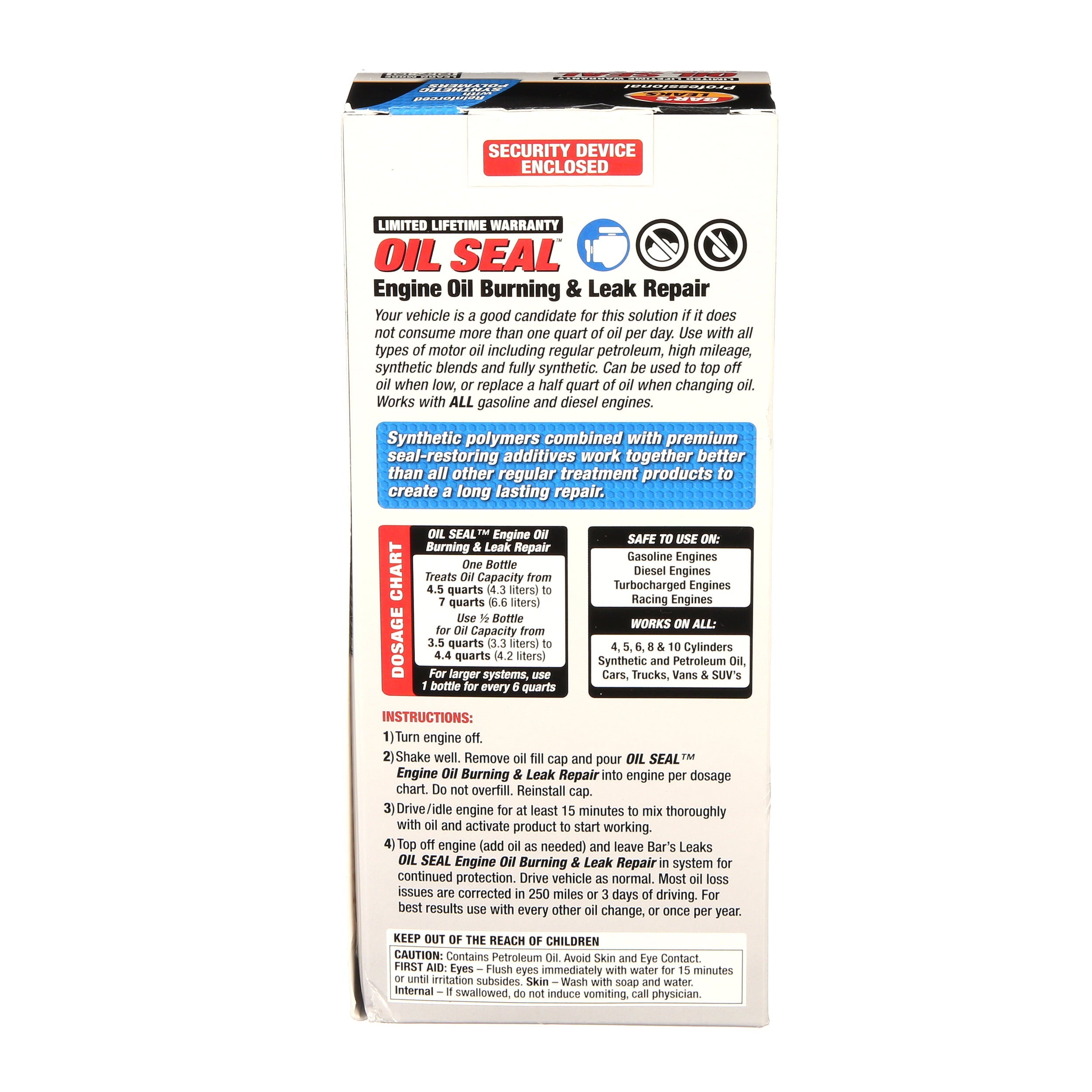 Bar's Leaks Oil Seal Engine Oil Burning & Leak Repair Additive, 16.9 oz