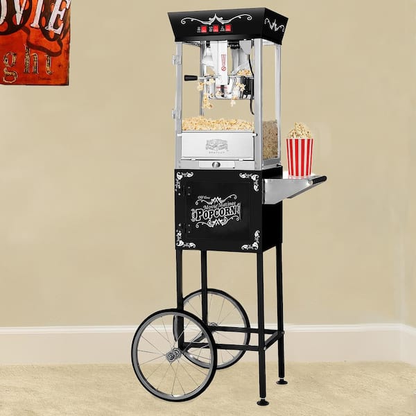 8 oz. Black Kettle Foundation Popcorn Machine and Cart - 3 Gal. Popcorn Popper